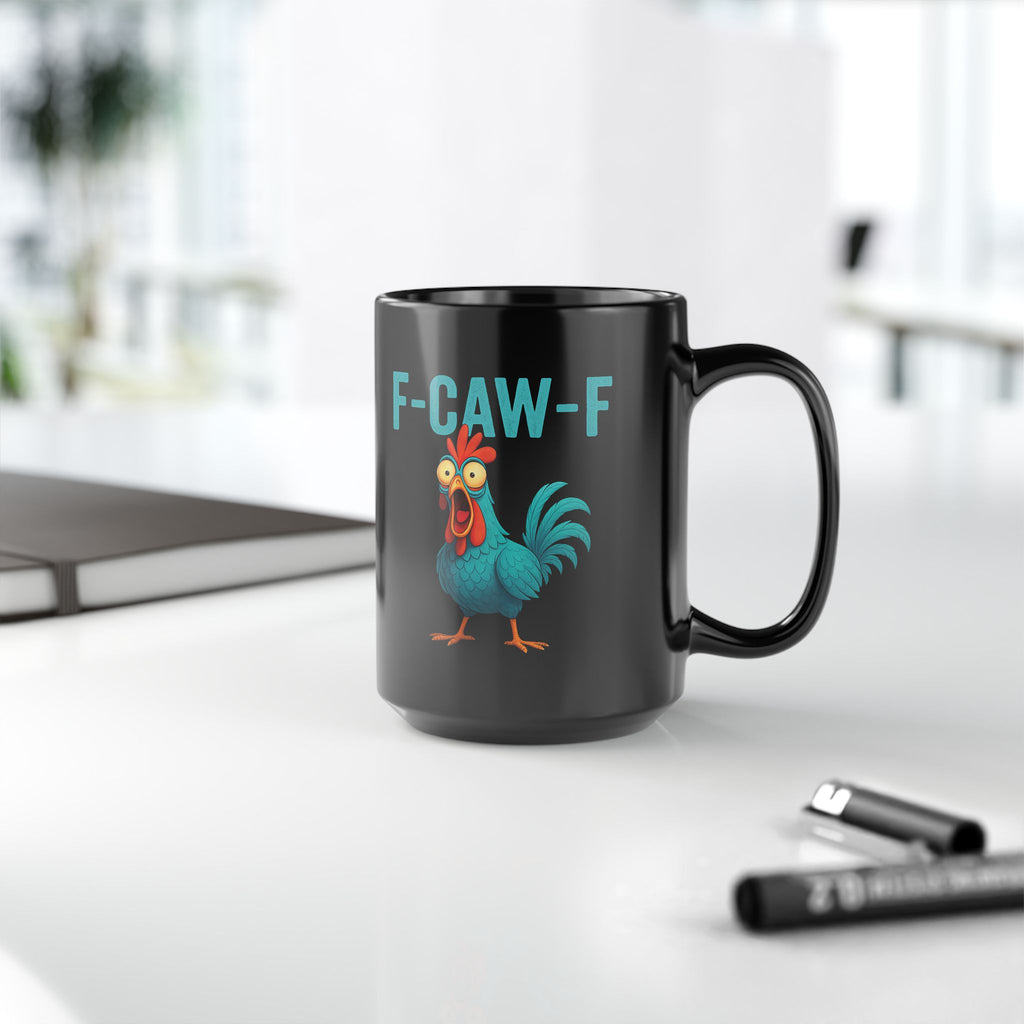 After Coffee Effects F-CAW-F - Funny Chicken Mug, Quirky Rooster Cup, Gift for Animal Lovers, Family Coffee Mug, Humorous Kitchenware