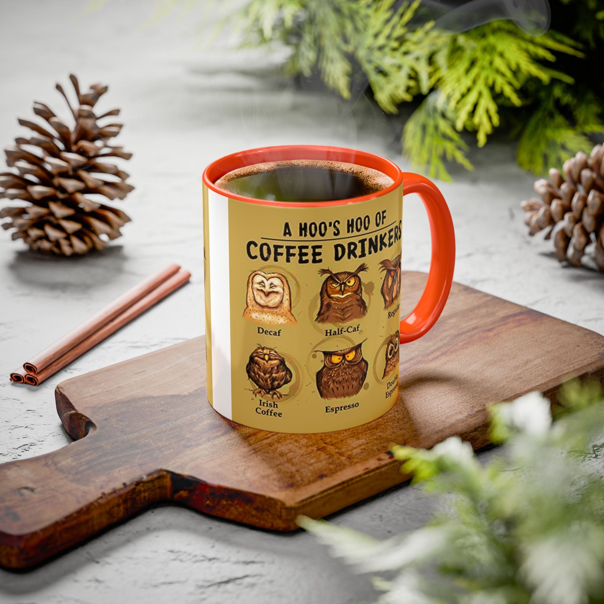 Coffee Owl Mug — "A Hoo's Hoo of Coffee Drinkers" 11oz/15oz