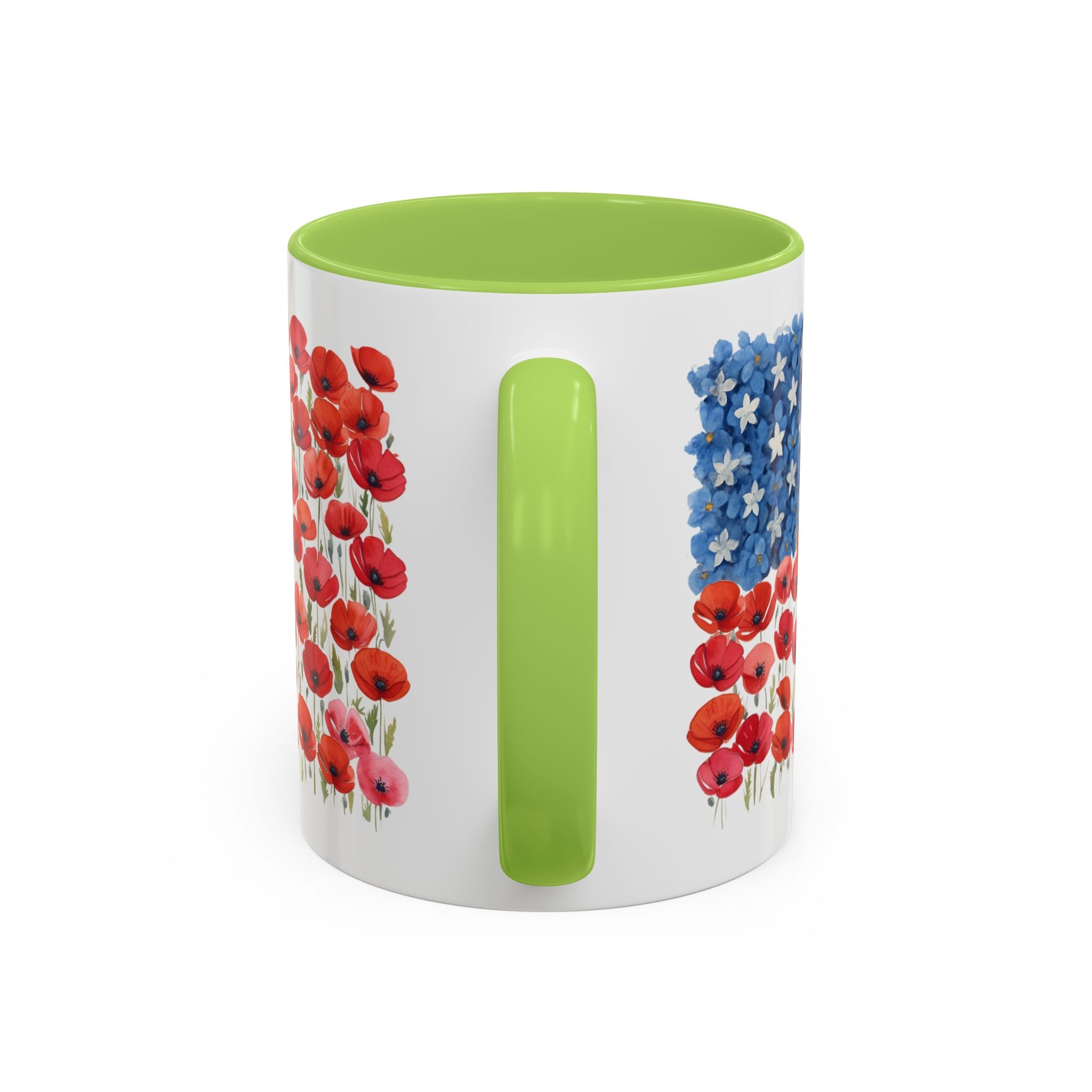 Poppy Flowers  American Flag Mug | Accent Coffee Mug