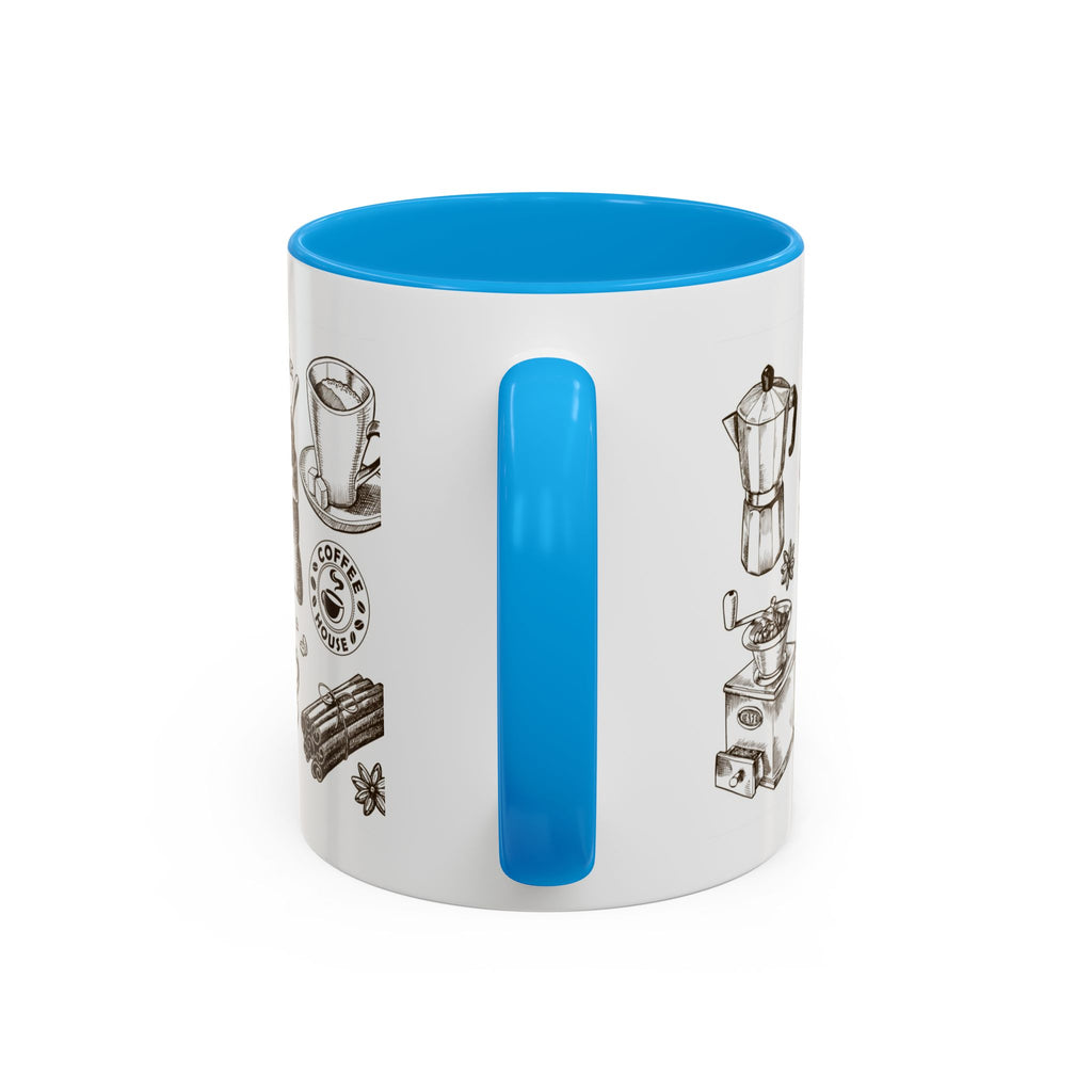 Coffee Pattern Mug — Illustrated Coffee Beans & Brewing Tools (11oz/15oz)