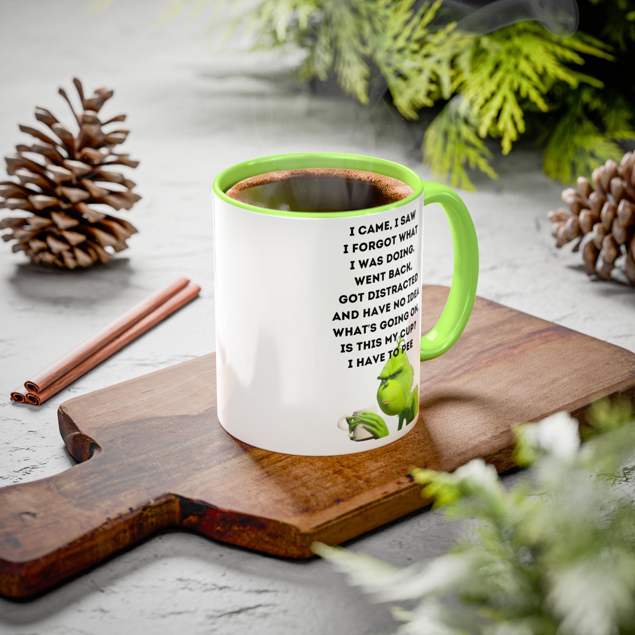 Colorful Grinch Coffee Mug, Fun Holiday Gift, Funny Tea Cup, Quirky Kitchen Decor, Grinch Fan Mug, Christmas Gift Idea