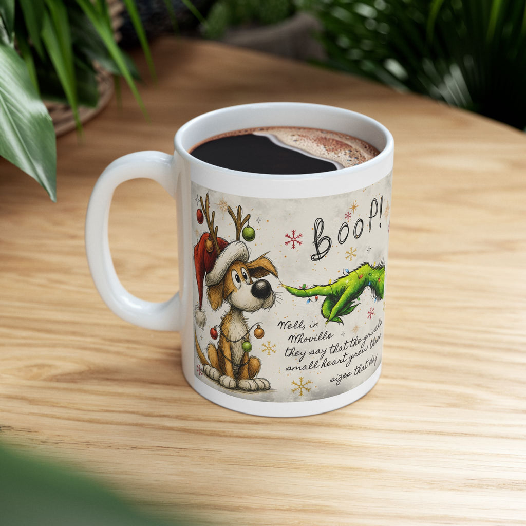 Grinch Paw & Reindeer Puppy Christmas Mug | Ceramic Coffee Mug