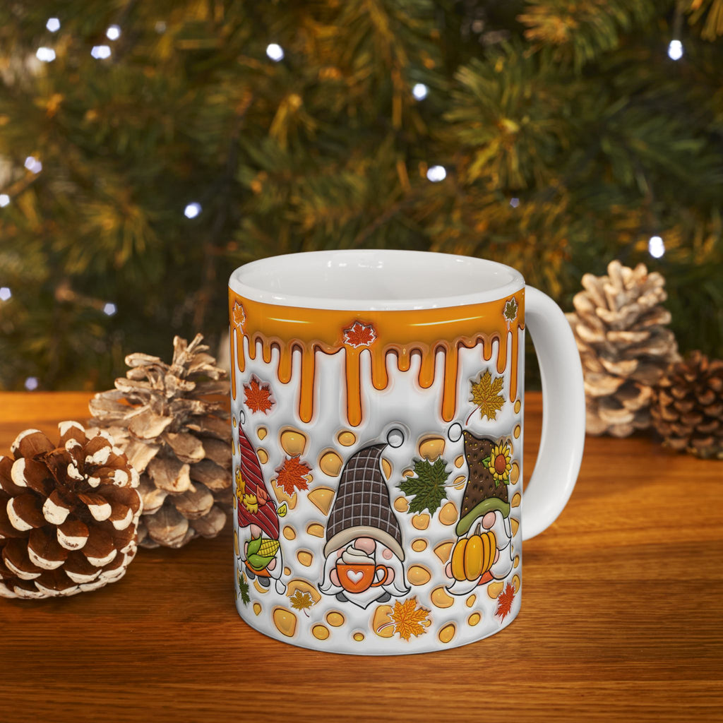 Autumn Gnome Pumpkin Mug | Ceramic Coffee Mug