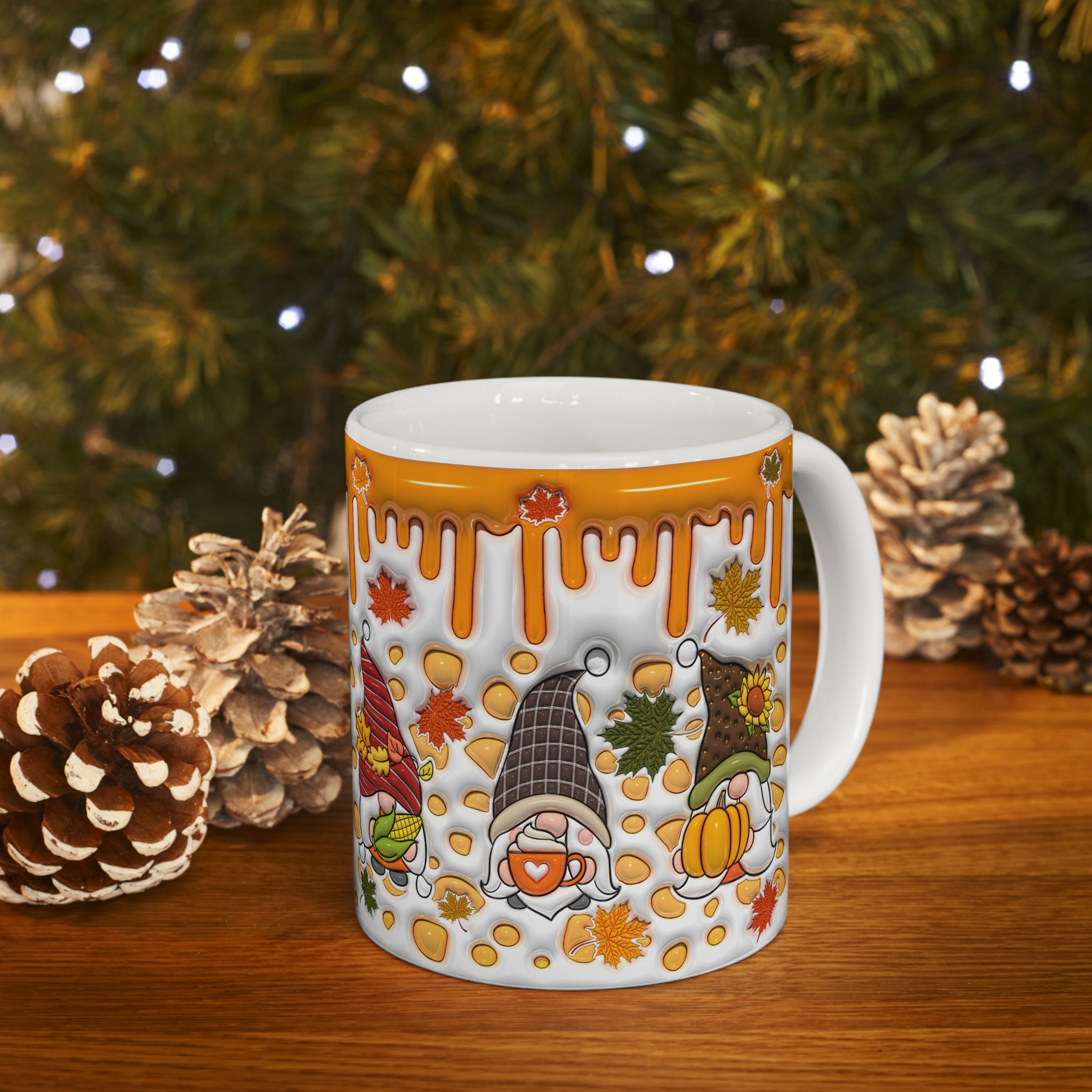 Autumn Gnome Pumpkin Mug | Ceramic Coffee Mug