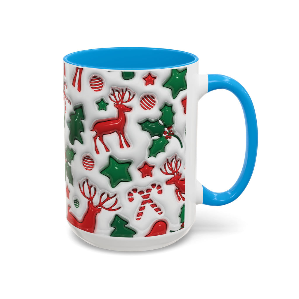 Festive Holiday Mugs, Christmas Coffee Cups, Colorful Reindeer and Candy Cane Design, Cozy Winter Drinkware, Perfect Gift for Holidays