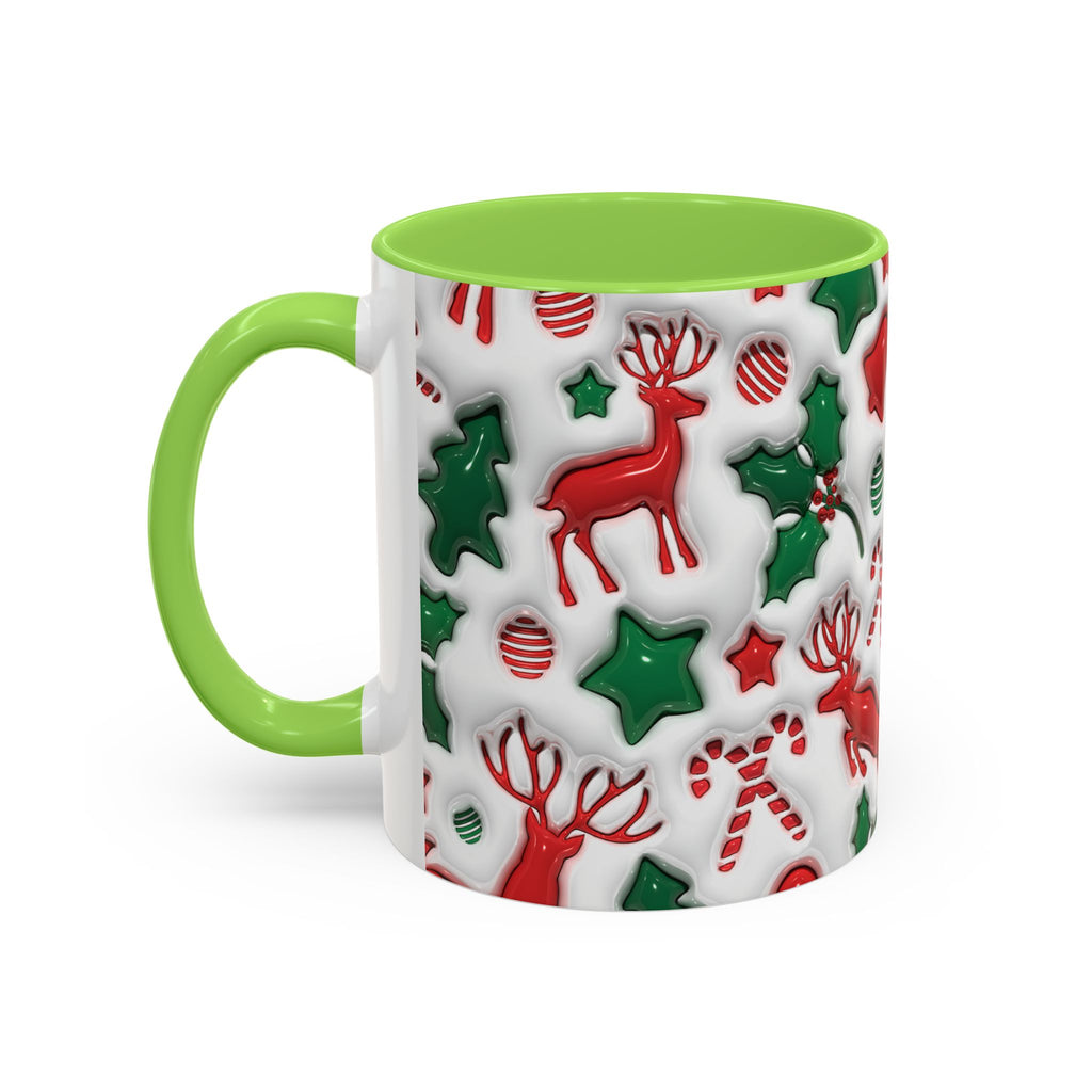 Festive Holiday Mugs, Christmas Coffee Cups, Colorful Reindeer and Candy Cane Design, Cozy Winter Drinkware, Perfect Gift for Holidays
