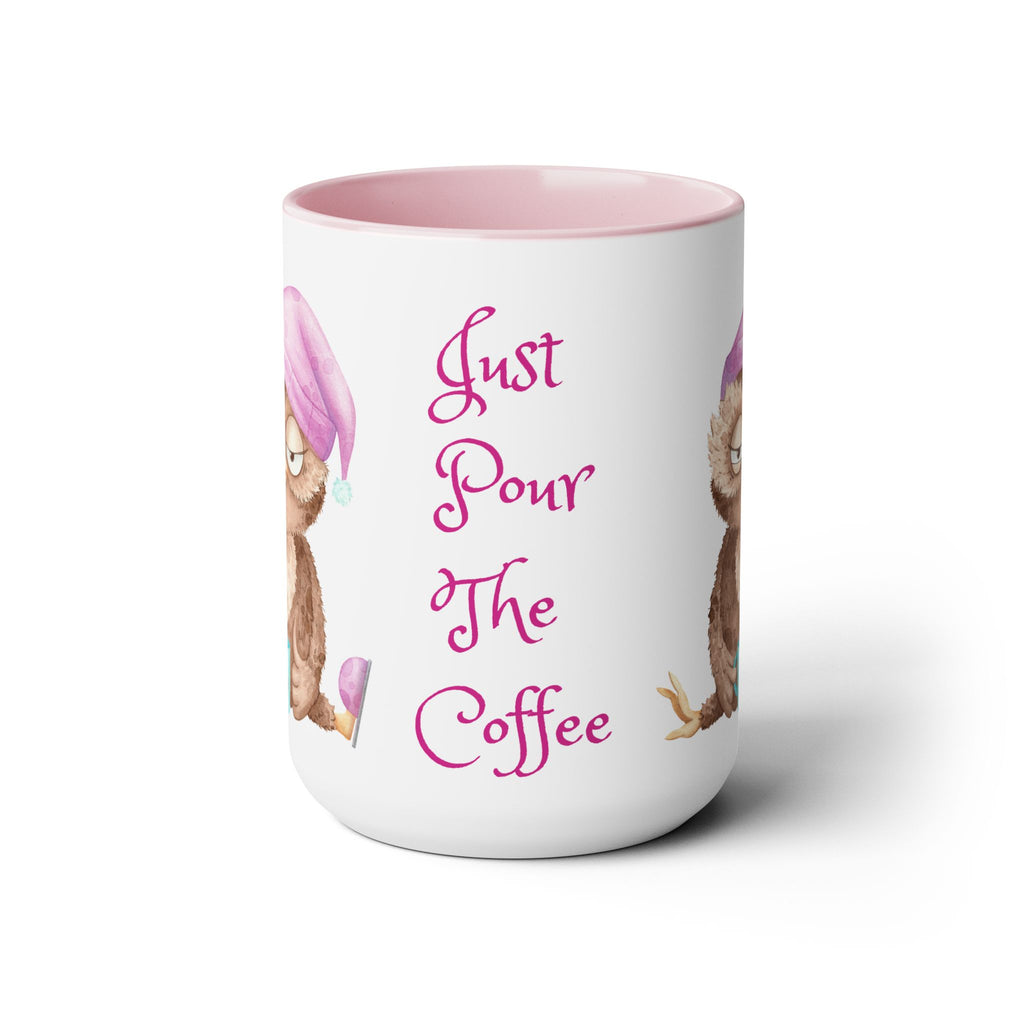 Just Pour The Coffee - Two-Tone Coffee Mugs, 15oz