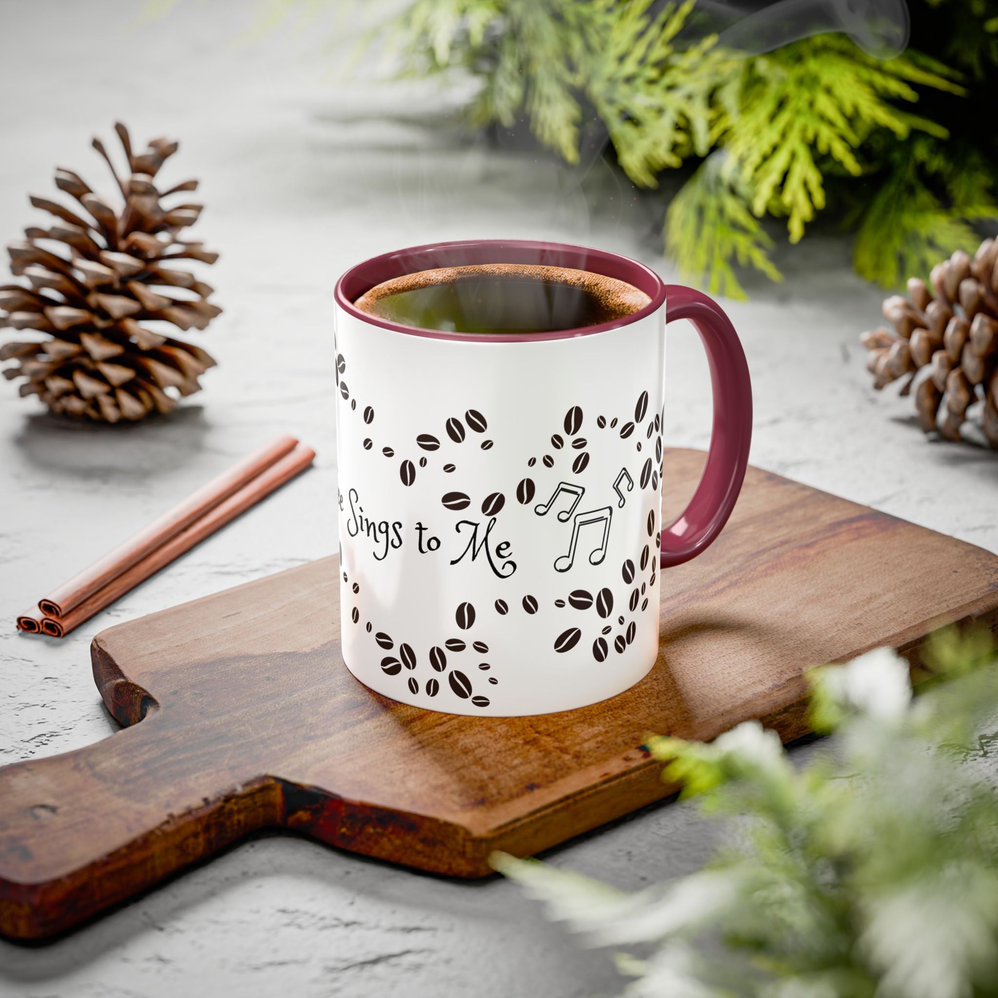 Coffee Sings to Me Mug — 11oz/15oz Ceramic Coffee Bean Music Mug