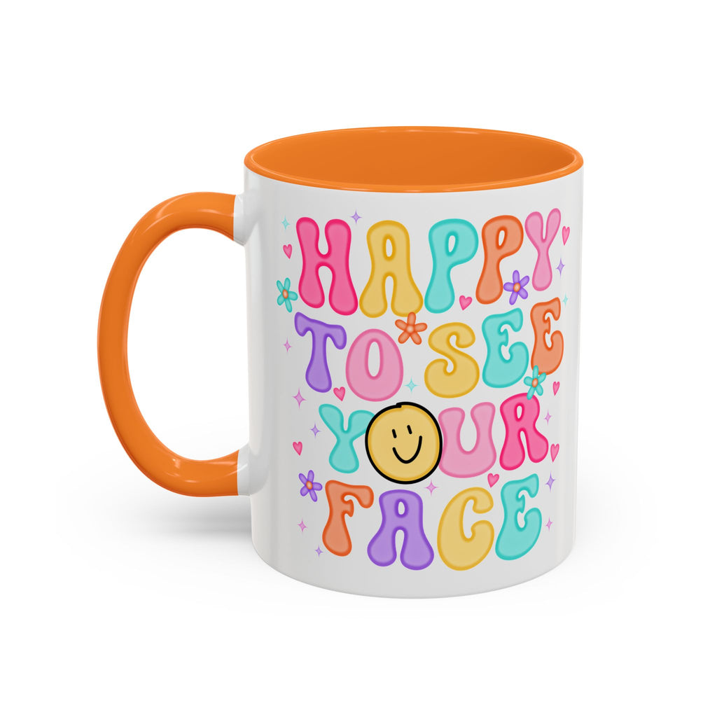 Happy To See Your Face Colorful Coffee Mug — Retro Smiley 11oz/15oz