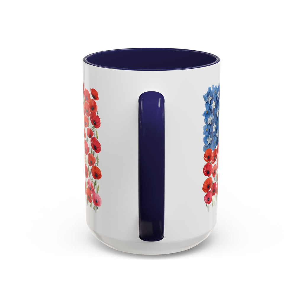 Poppy Flowers  American Flag Mug | Accent Coffee Mug