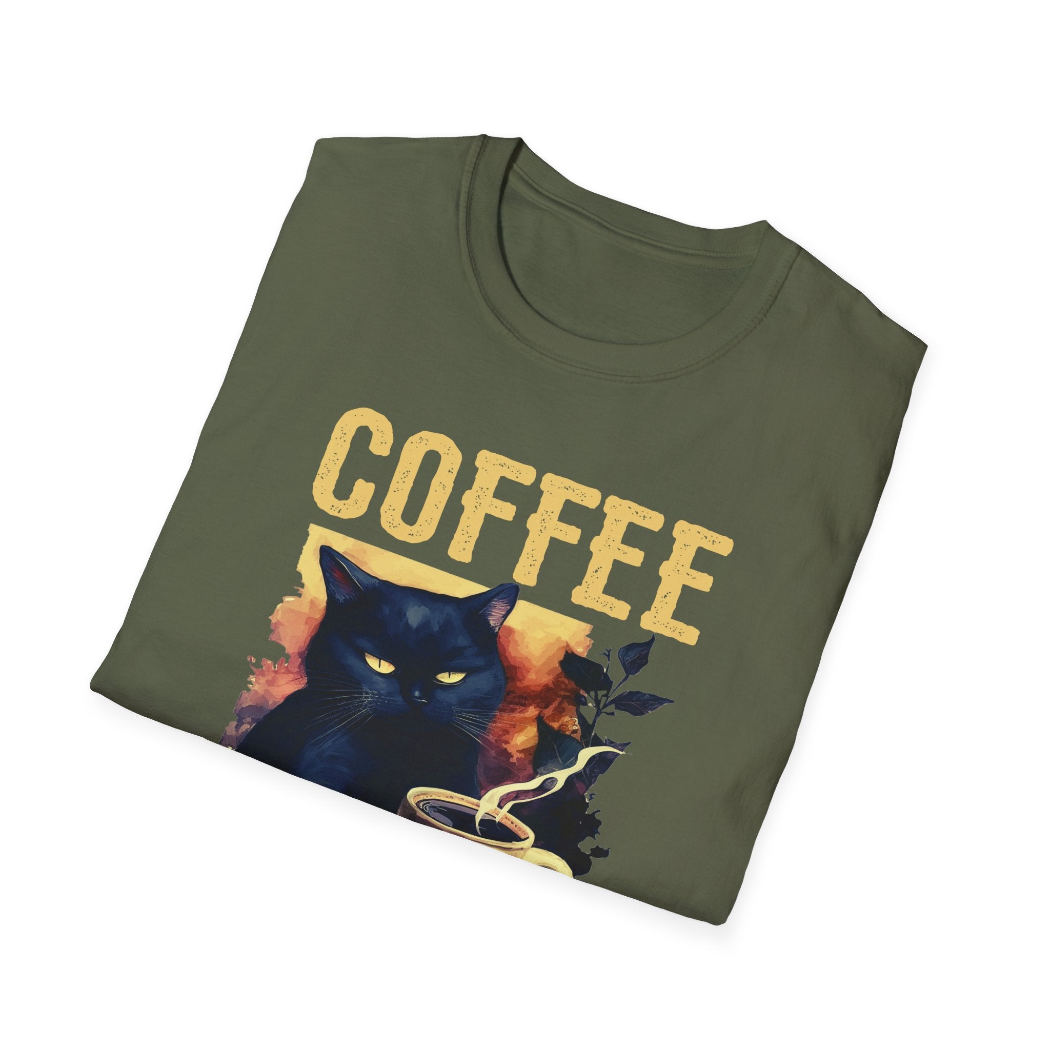 Coffee Because Murder Is Wrong T-Shirt | Black Cat Coffee Tee
