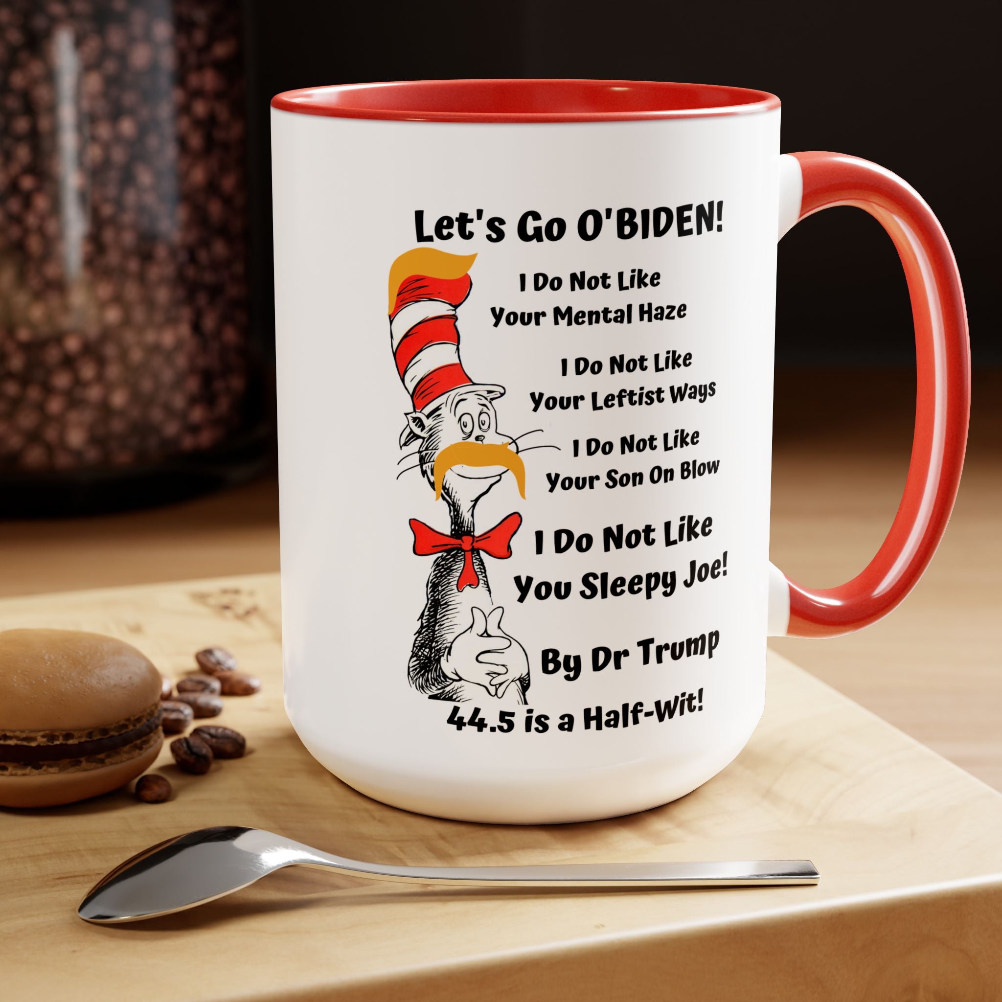 Dr. TRUMP and O'BIDEN 44.5 -  Two-Tone Coffee Mugs, 15oz