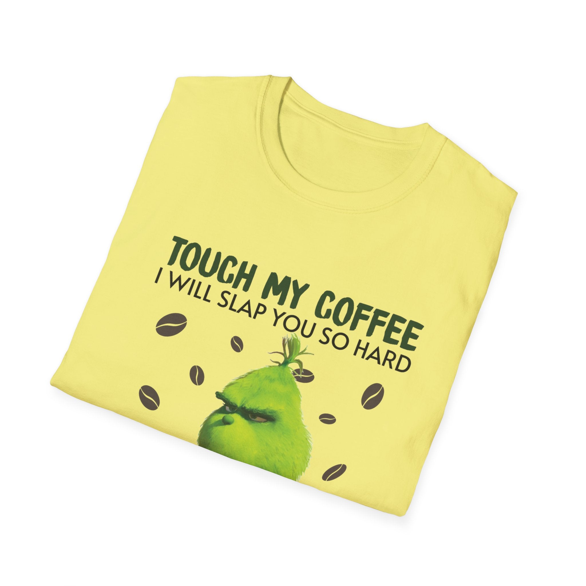 Funny Grinch Coffee T-Shirt, Unisex Tee for Coffee Lovers, Holiday Gift, Quirky Humor Shirt, Perfect for Christmas and Birthdays