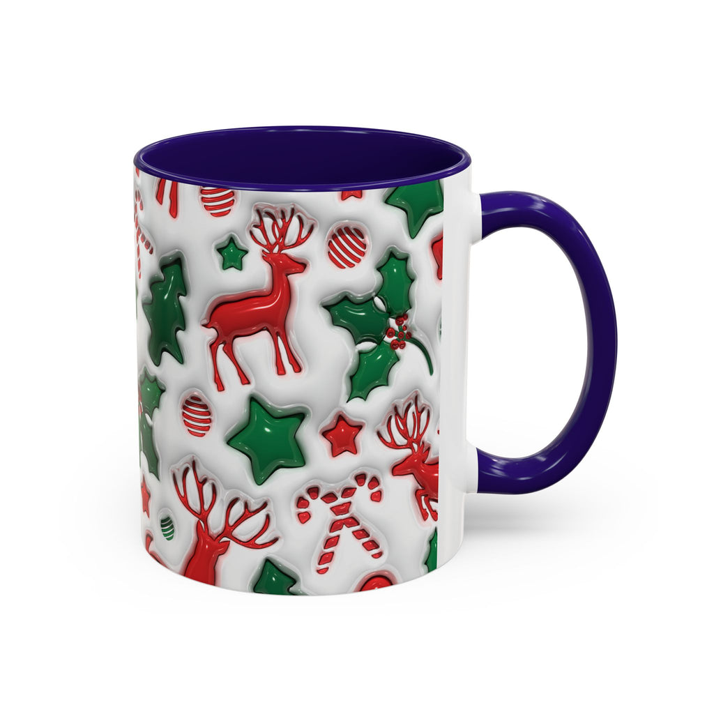 Festive Holiday Mugs, Christmas Coffee Cups, Colorful Reindeer and Candy Cane Design, Cozy Winter Drinkware, Perfect Gift for Holidays