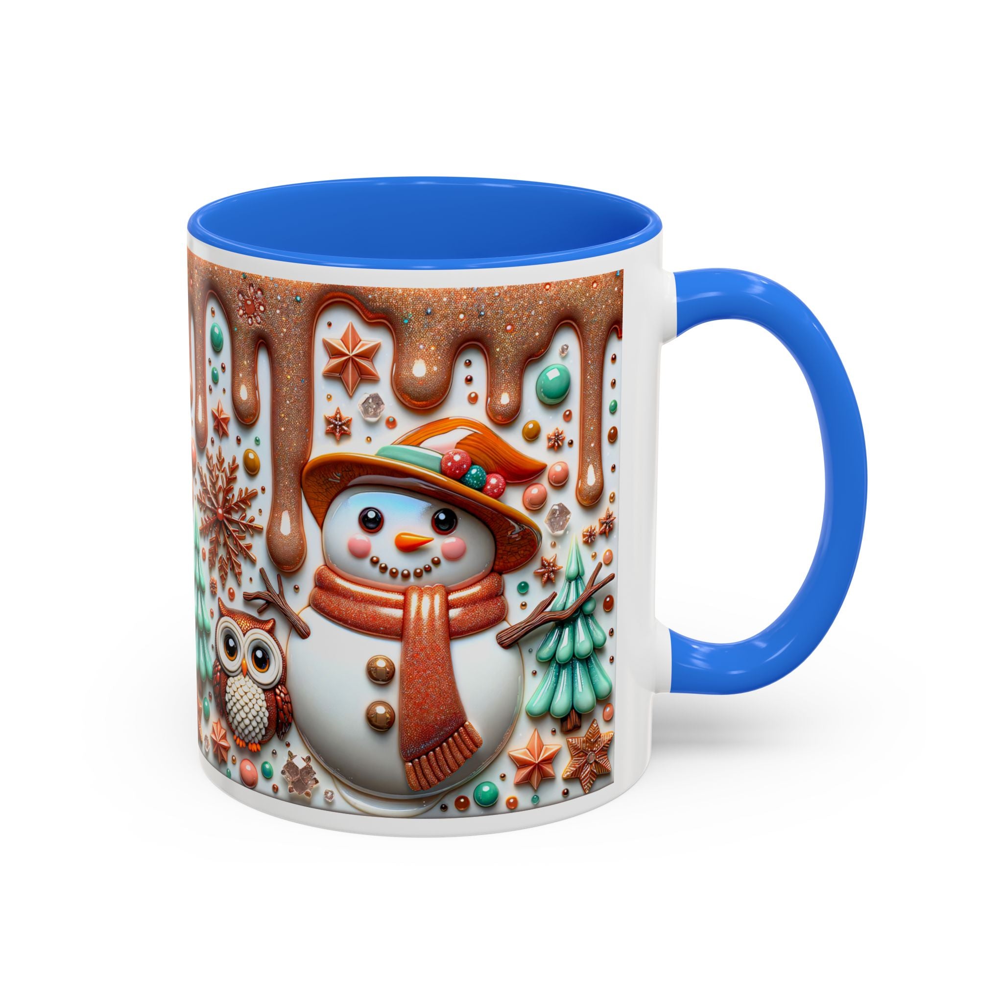 Colorful Holiday Mugs: Festive Owl & Snowman Design, Winter Gift, Christmas Coffee Cup, Cozy Kitchen Decor, Hot Cocoa Mug