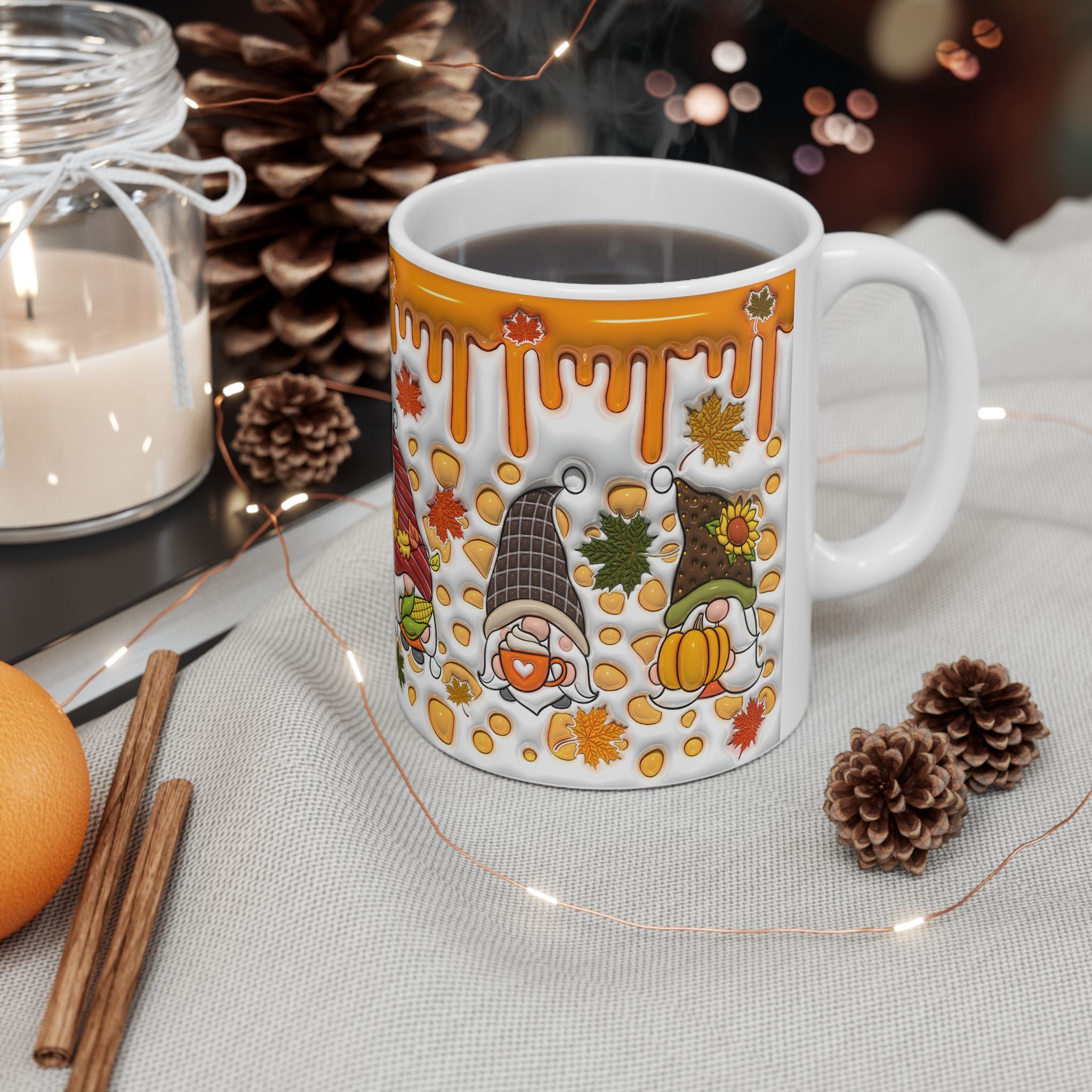 Autumn Gnome Pumpkin Mug | Ceramic Coffee Mug