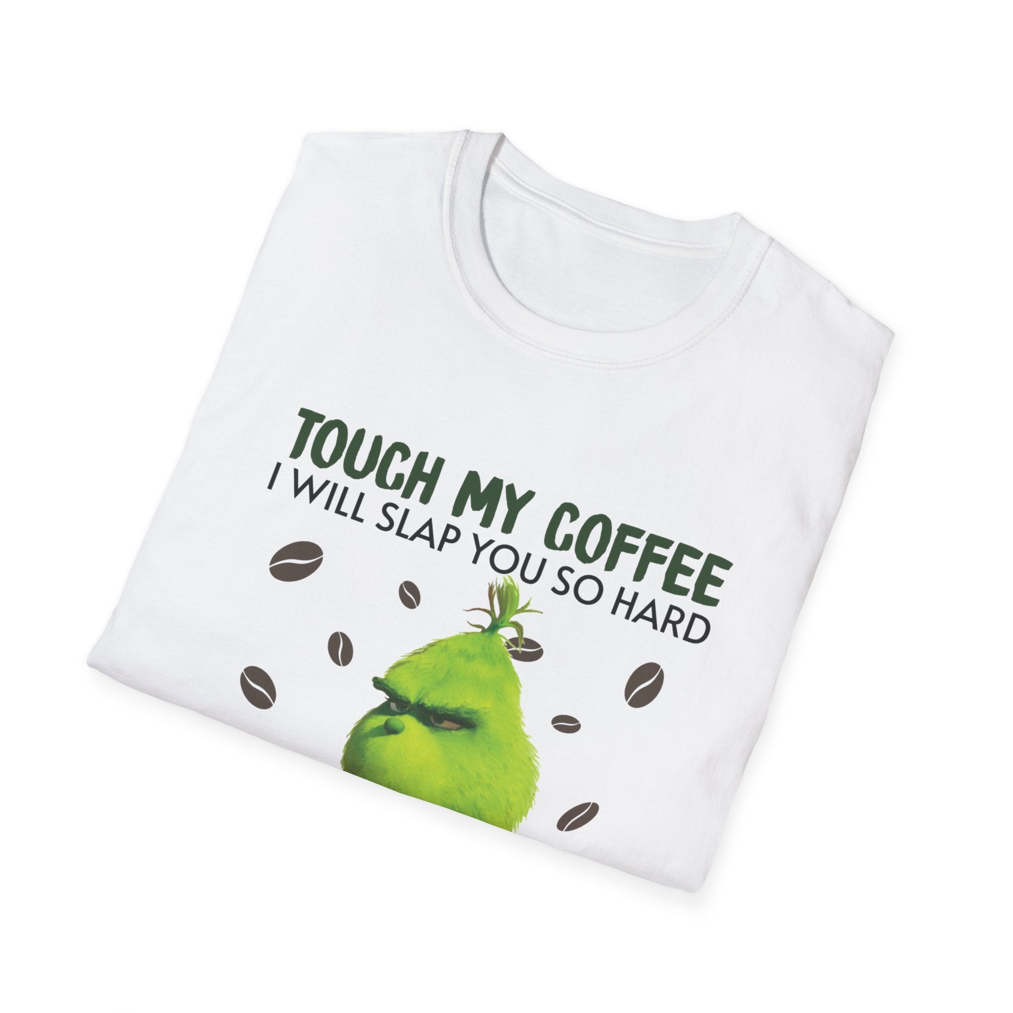 Funny Grinch Coffee T-Shirt, Unisex Tee for Coffee Lovers, Holiday Gift, Quirky Humor Shirt, Perfect for Christmas and Birthdays