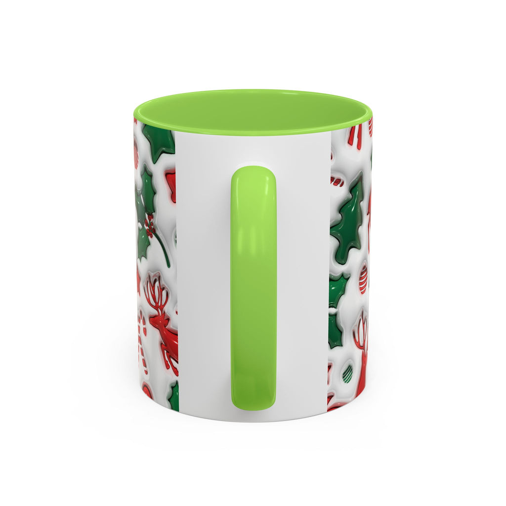 Festive Holiday Mugs, Christmas Coffee Cups, Colorful Reindeer and Candy Cane Design, Cozy Winter Drinkware, Perfect Gift for Holidays