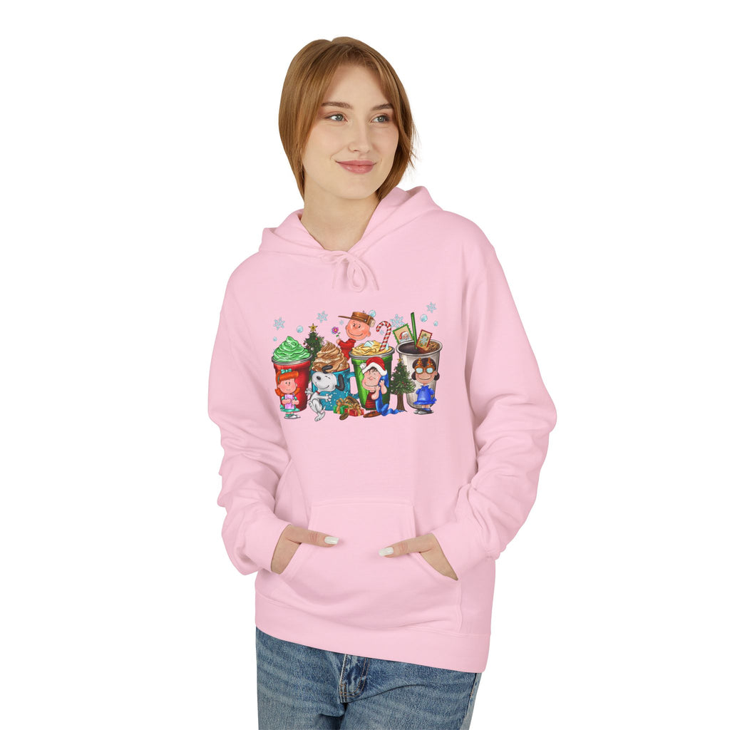 Holiday Hot Cocoa Peanut Characters Hoodie | Winter Drink Cartoon Crew