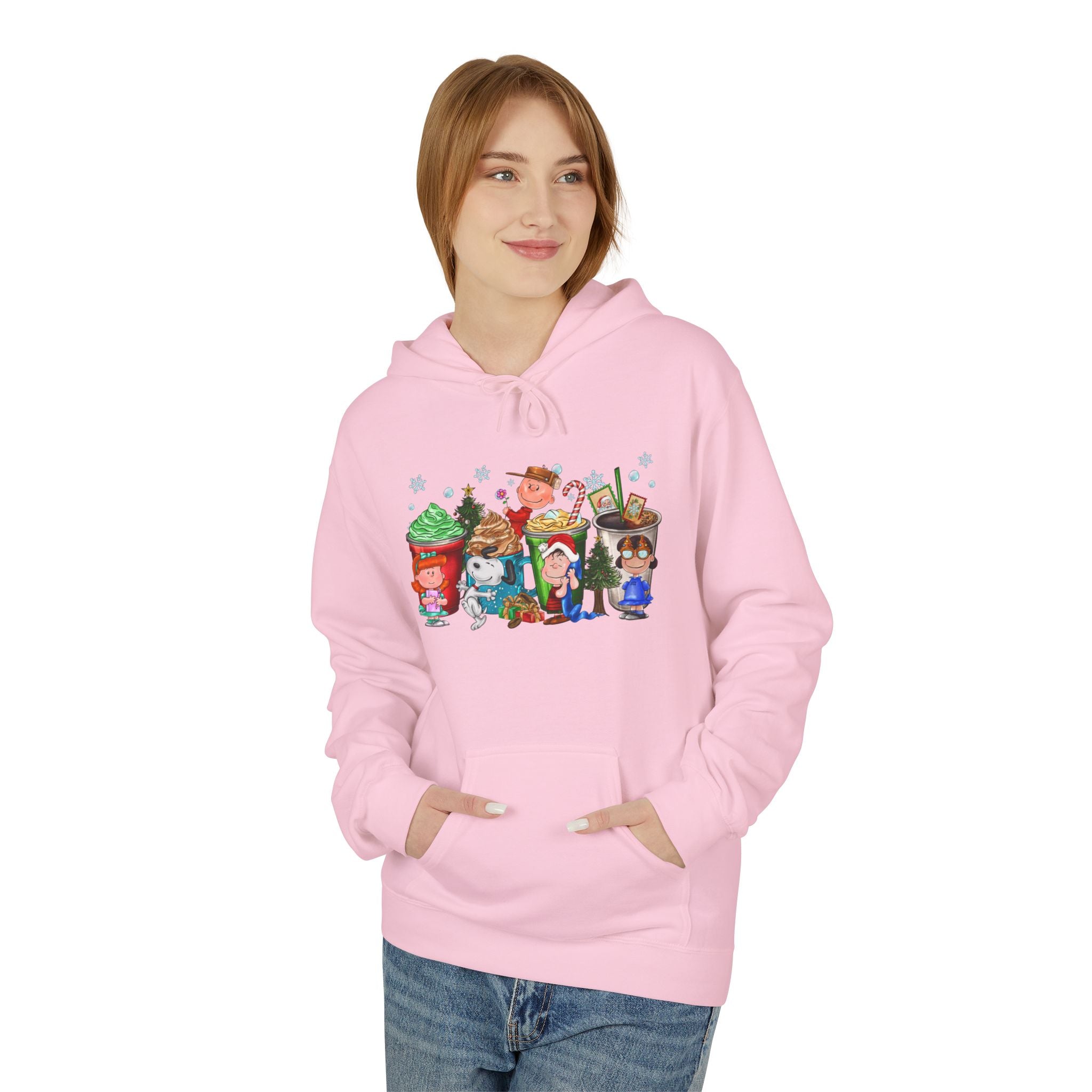Holiday Hot Cocoa Peanut Characters Hoodie | Winter Drink Cartoon Crew