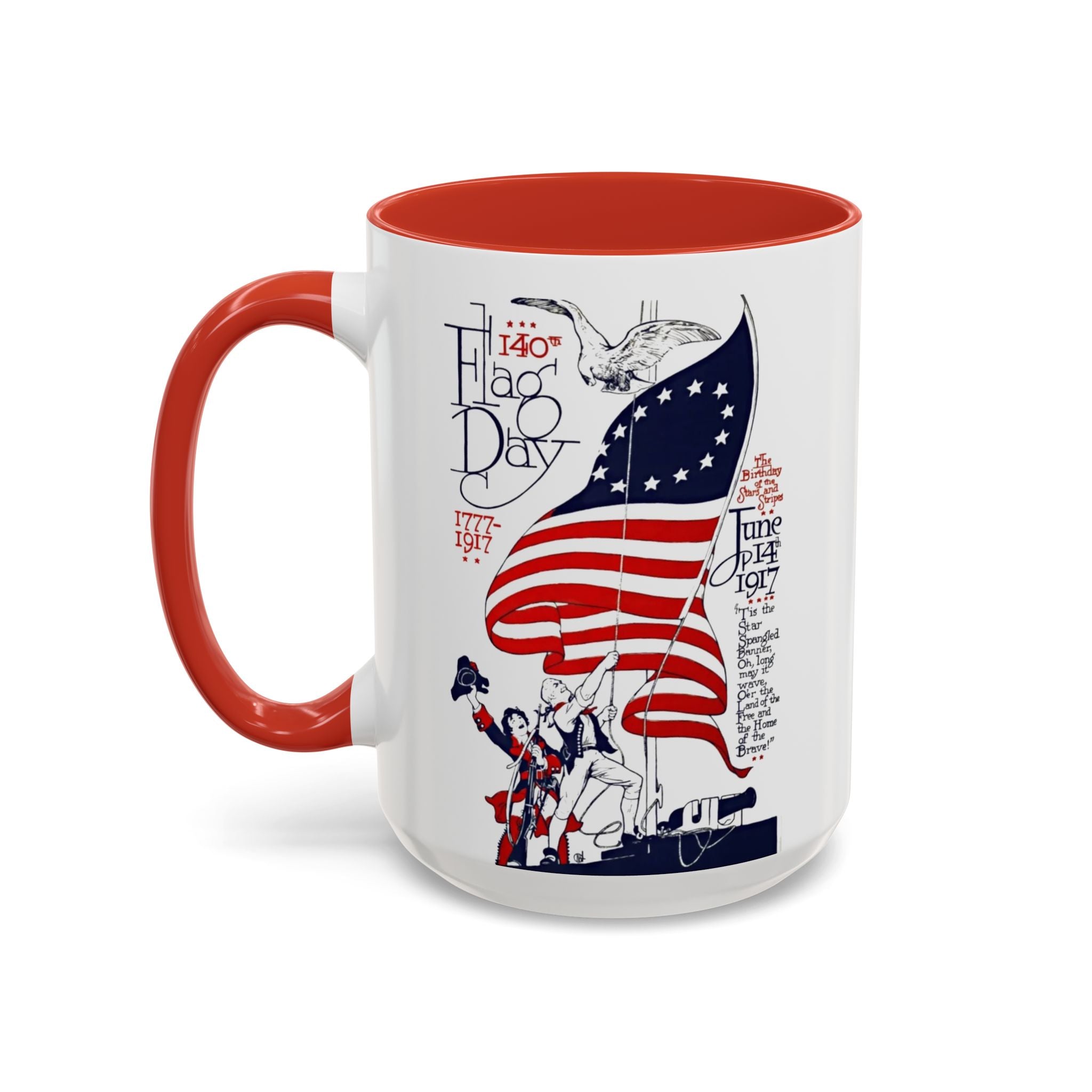 American Flag Day June 14th Parade Illustration Mug | Accent Coffee Mug
