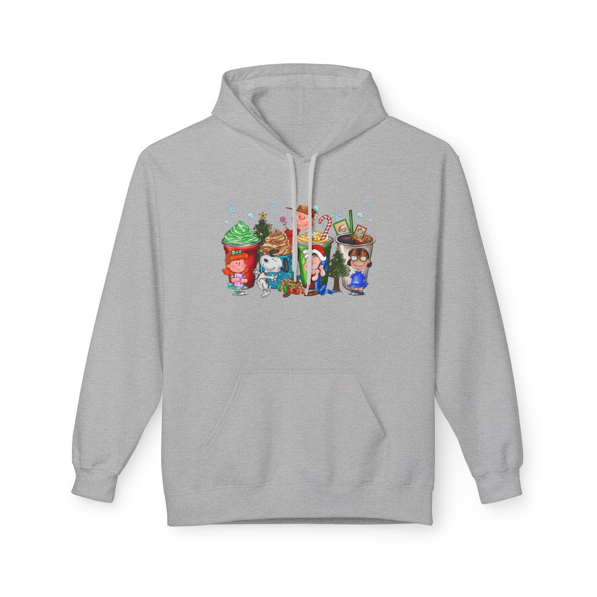 Holiday Hot Cocoa Peanut Characters Hoodie | Winter Drink Cartoon Crew