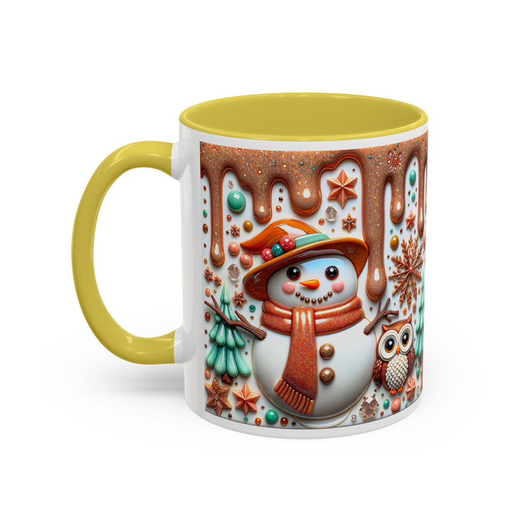 Colorful Holiday Mugs: Festive Owl & Snowman Design, Winter Gift, Christmas Coffee Cup, Cozy Kitchen Decor, Hot Cocoa Mug