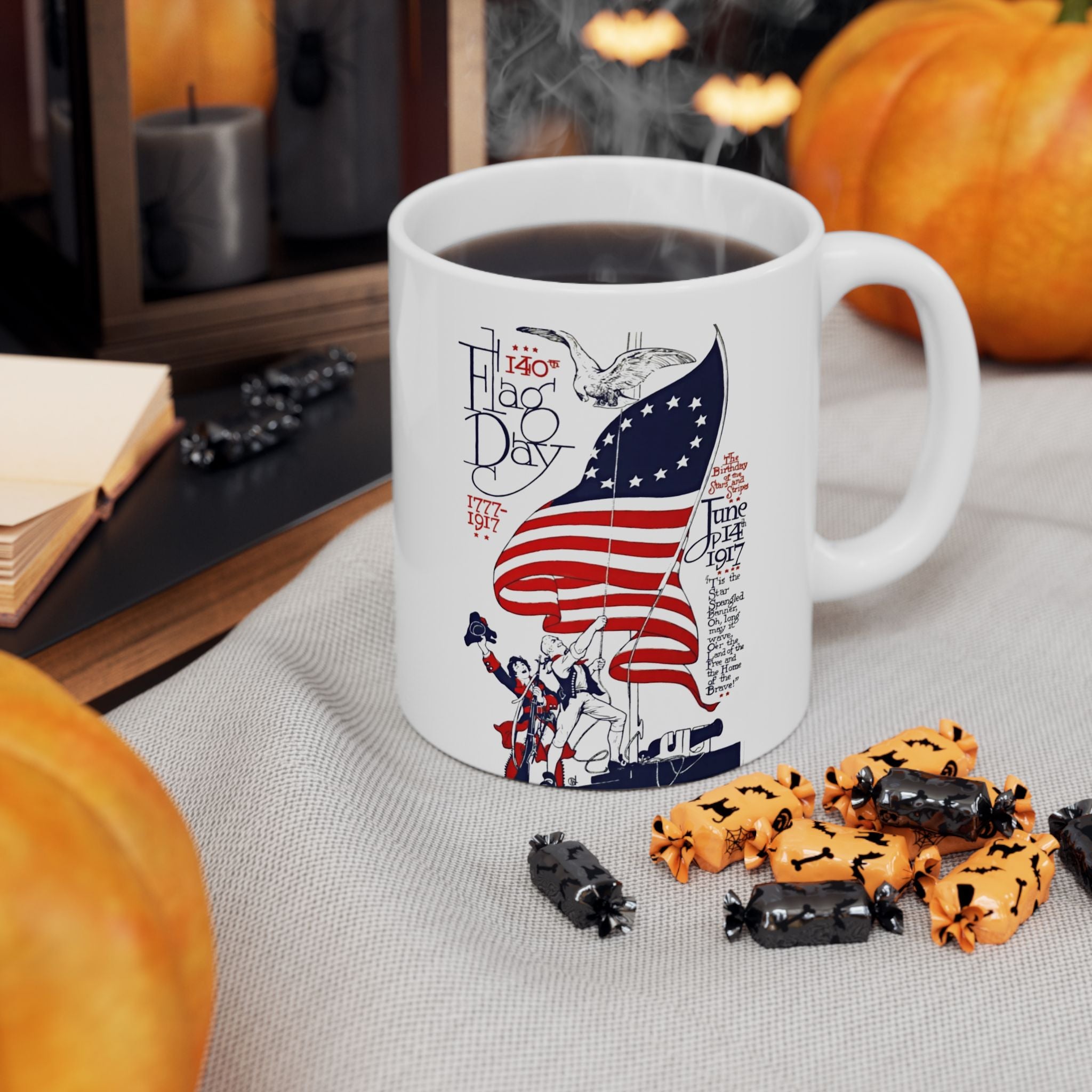 American Flag Day  Illustration Mug | Patriotic 11oz 15oz Ceramic