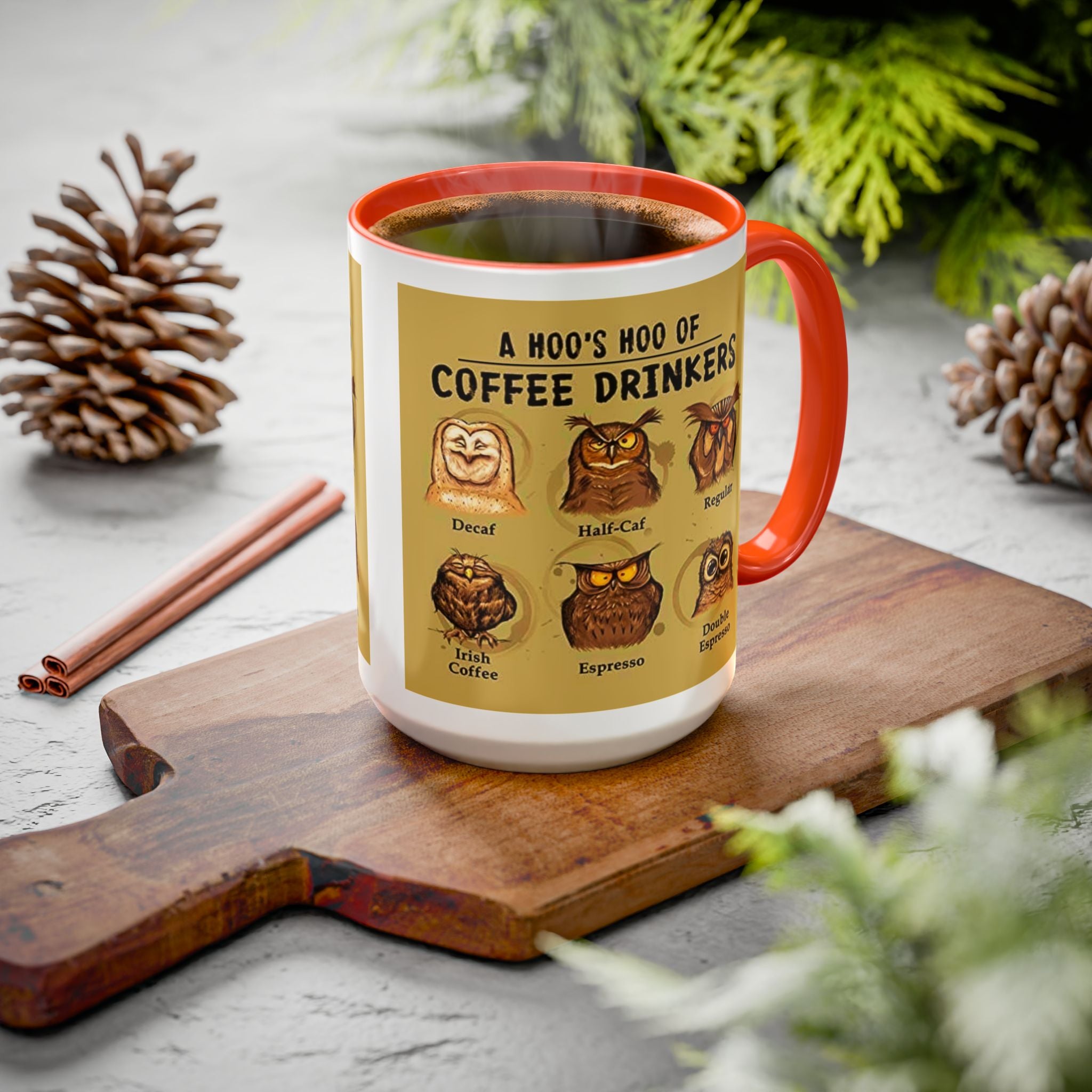 Coffee Owl Mug — "A Hoo's Hoo of Coffee Drinkers" 11oz/15oz