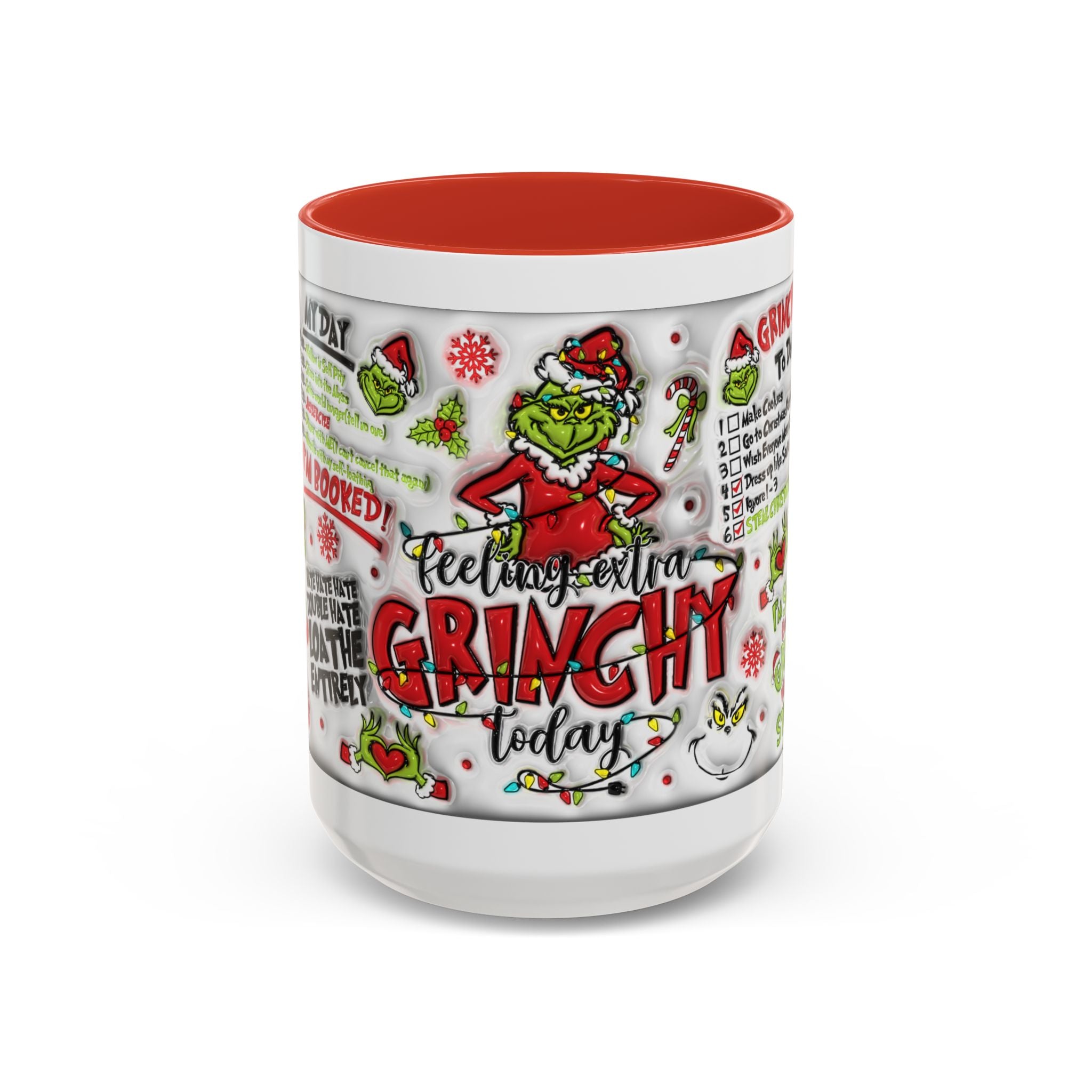 Grinchy Holiday Coffee Mug — "Feeling Extra Grinchy Today" Accent Mug (11/15oz)