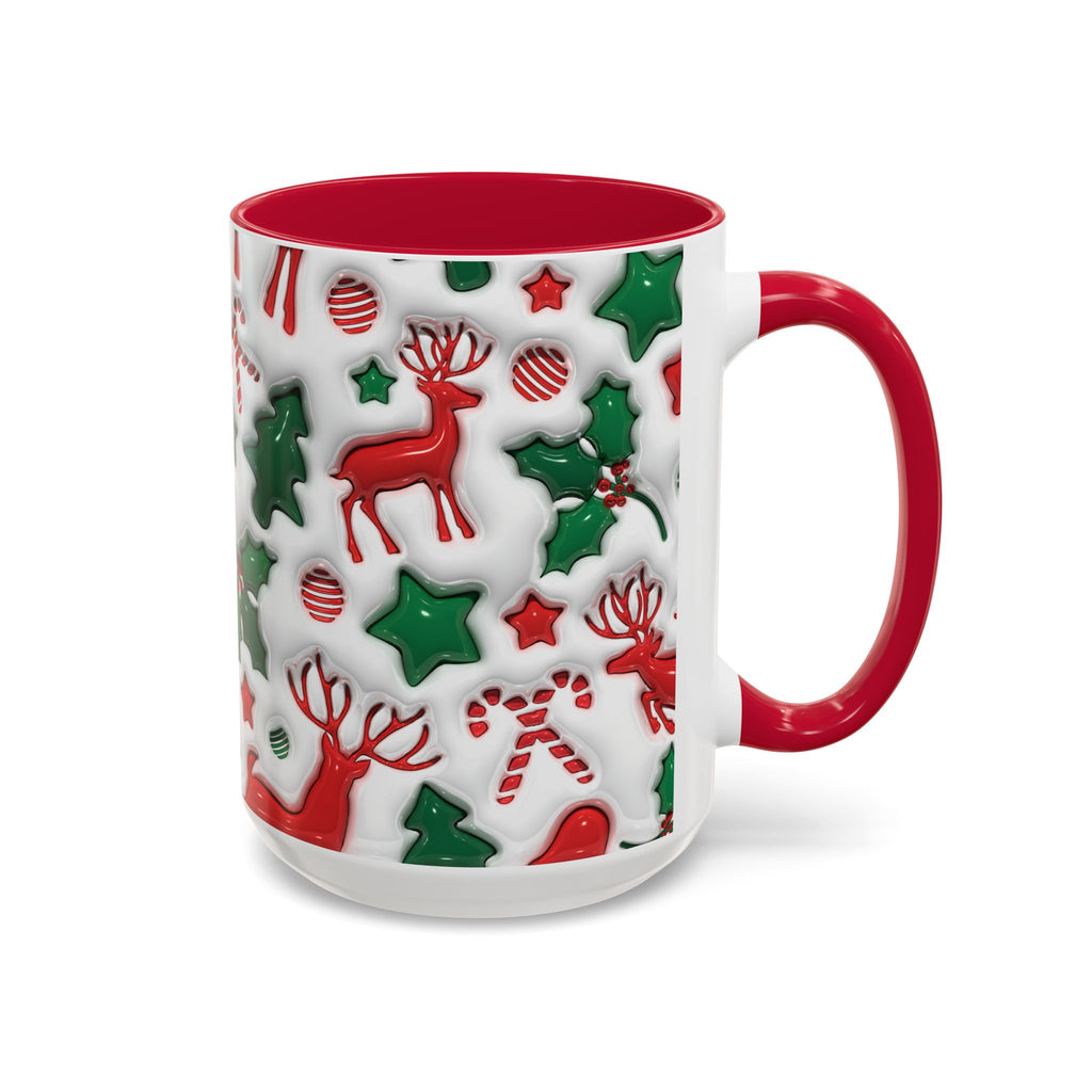 Festive Holiday Mugs, Christmas Coffee Cups, Colorful Reindeer and Candy Cane Design, Cozy Winter Drinkware, Perfect Gift for Holidays
