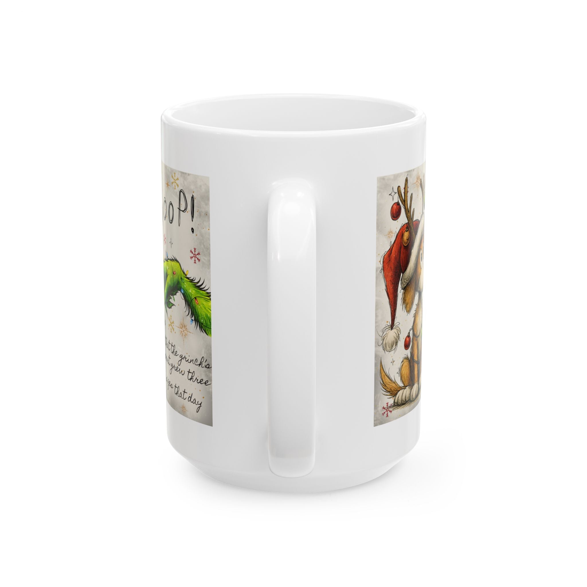 Grinch Paw & Reindeer Puppy Christmas Mug | Ceramic Coffee Mug