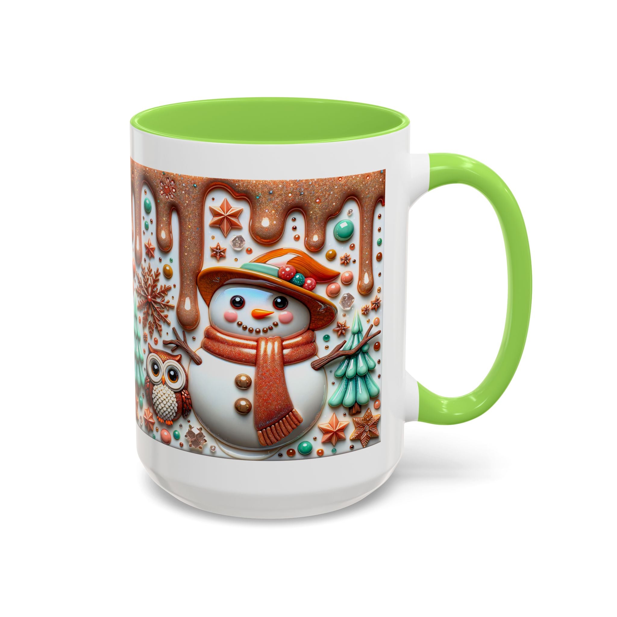 Colorful Holiday Mugs: Festive Owl & Snowman Design, Winter Gift, Christmas Coffee Cup, Cozy Kitchen Decor, Hot Cocoa Mug