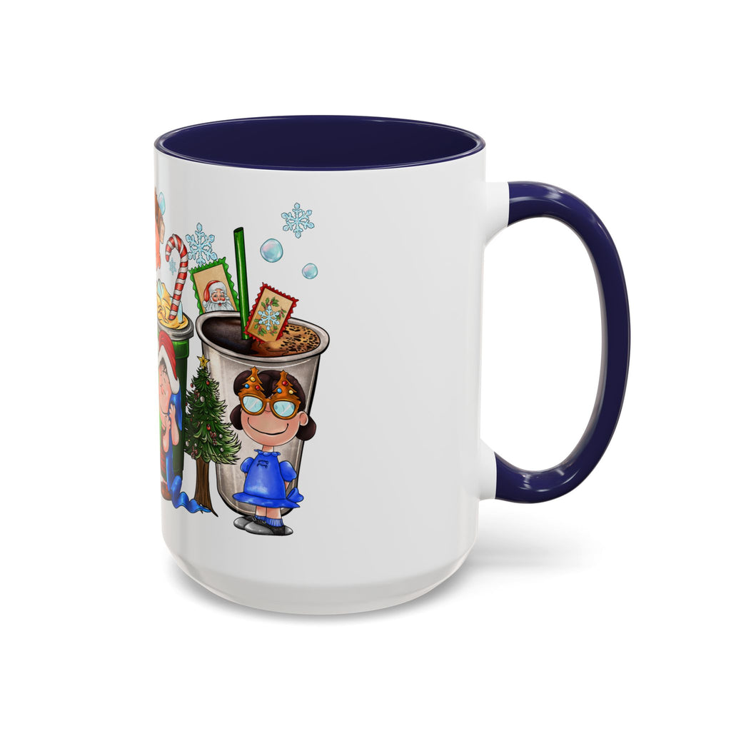 The Peanut Gang Christmas Characters Accent Coffee Mug | Holiday Cocoa Cartoon Mug