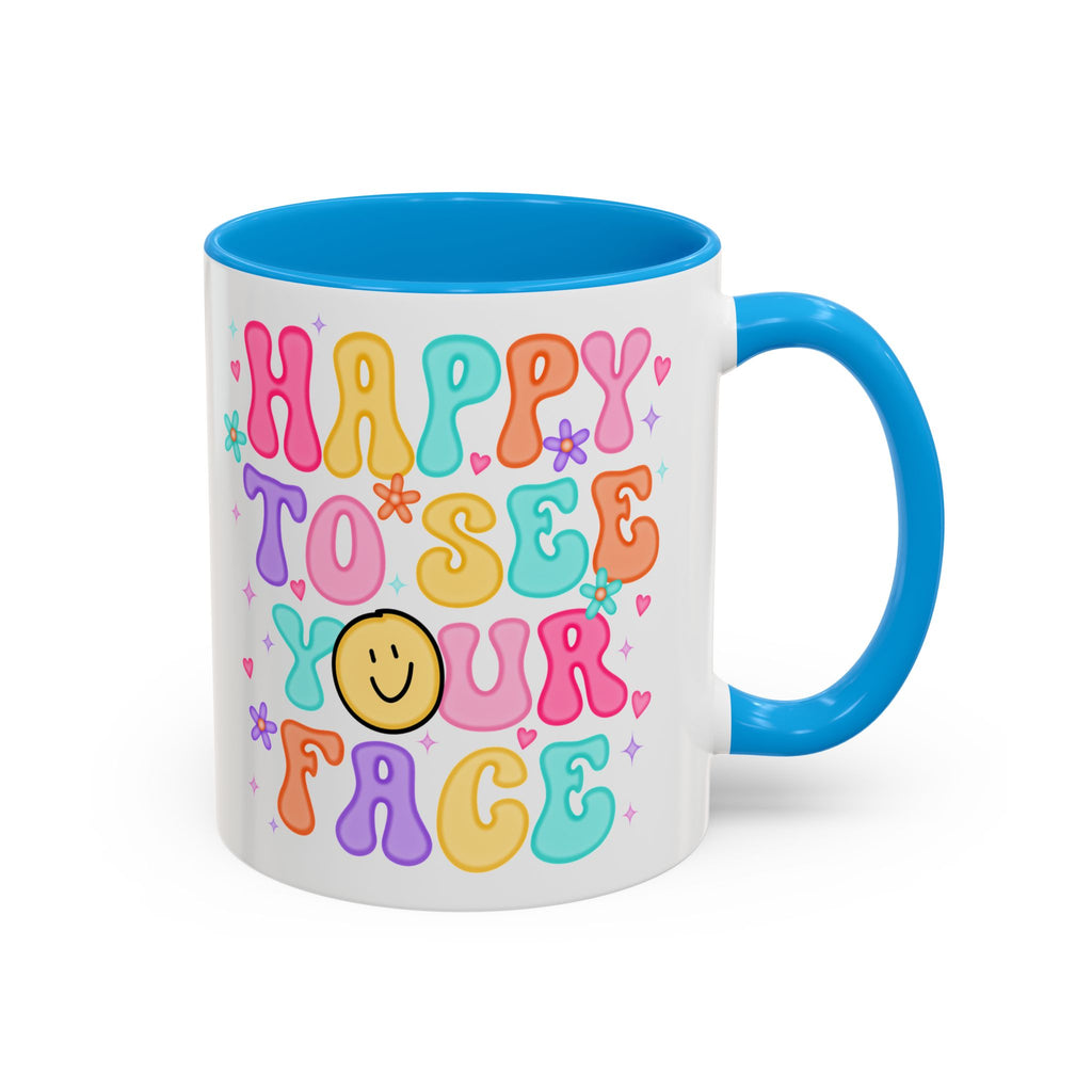 Happy To See Your Face Colorful Coffee Mug — Retro Smiley 11oz/15oz