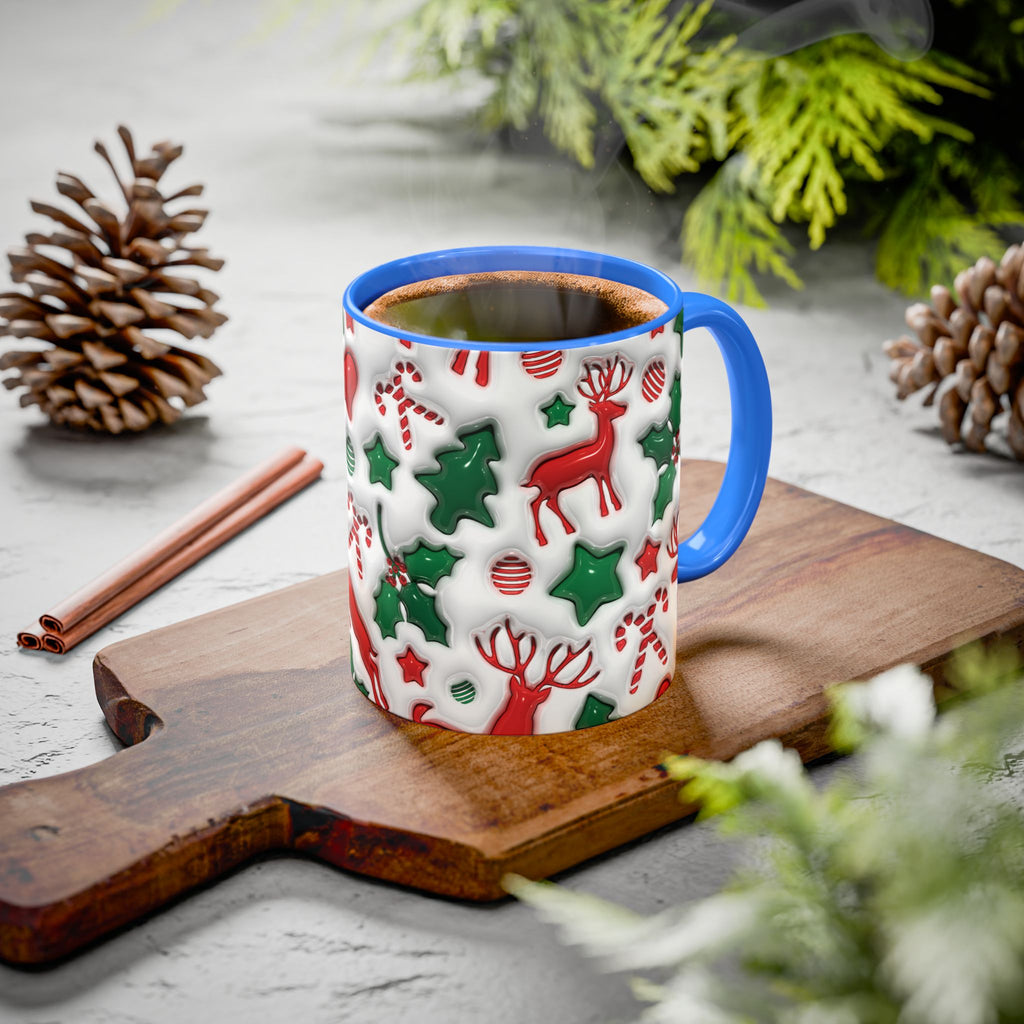 Festive Holiday Mugs, Christmas Coffee Cups, Colorful Reindeer and Candy Cane Design, Cozy Winter Drinkware, Perfect Gift for Holidays