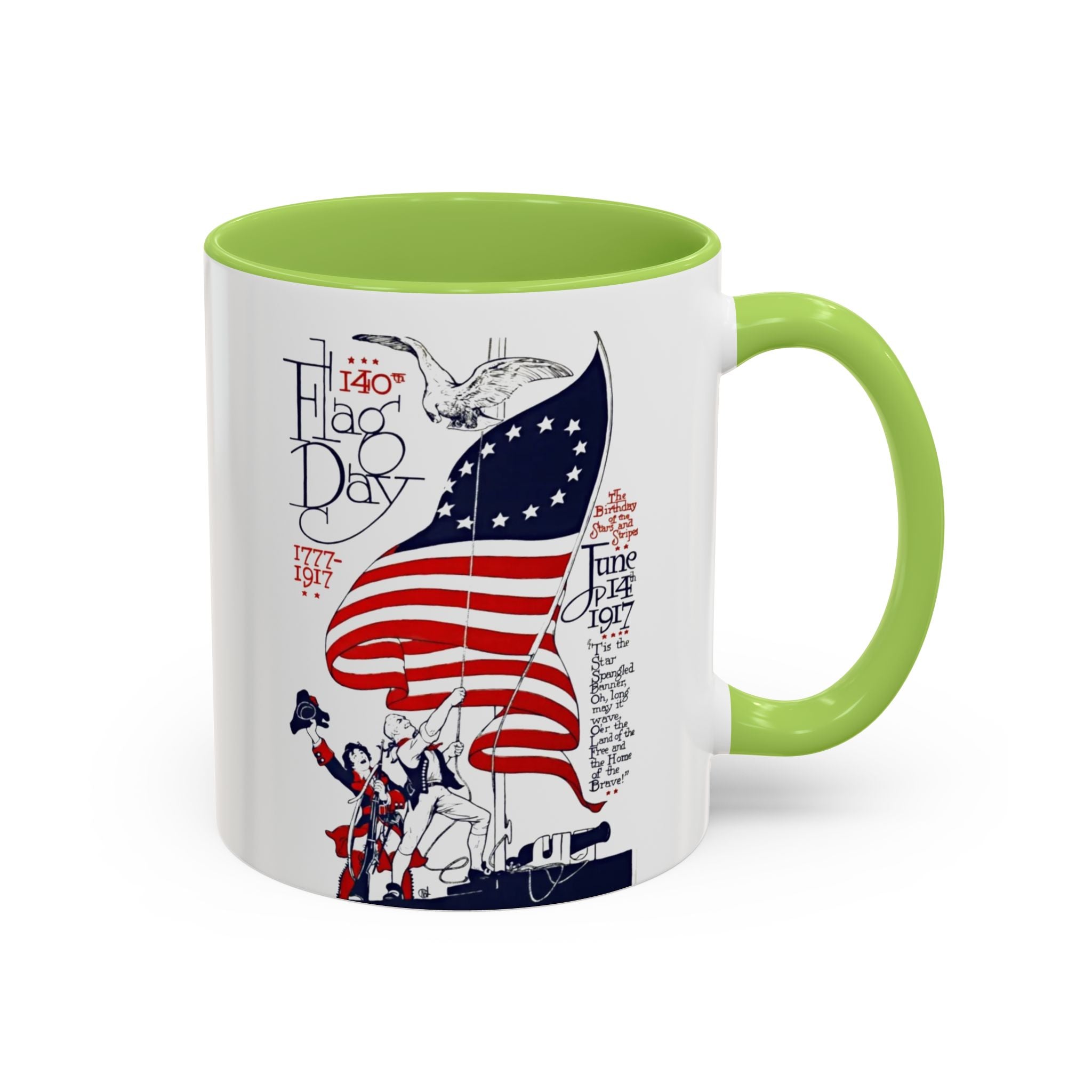 American Flag Day June 14th Parade Illustration Mug | Accent Coffee Mug