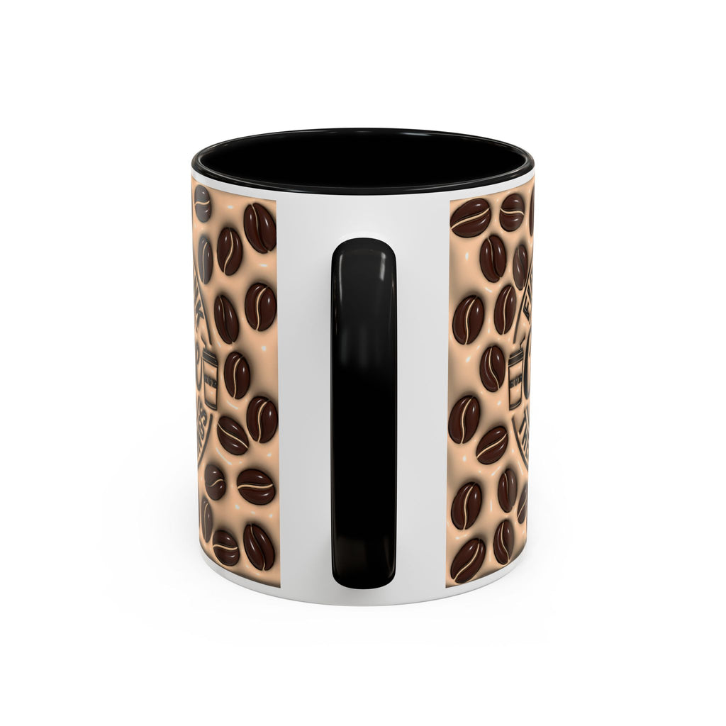 Coffee Beans Pattern First I Drink Coffee Mug | Accent 11oz 15oz