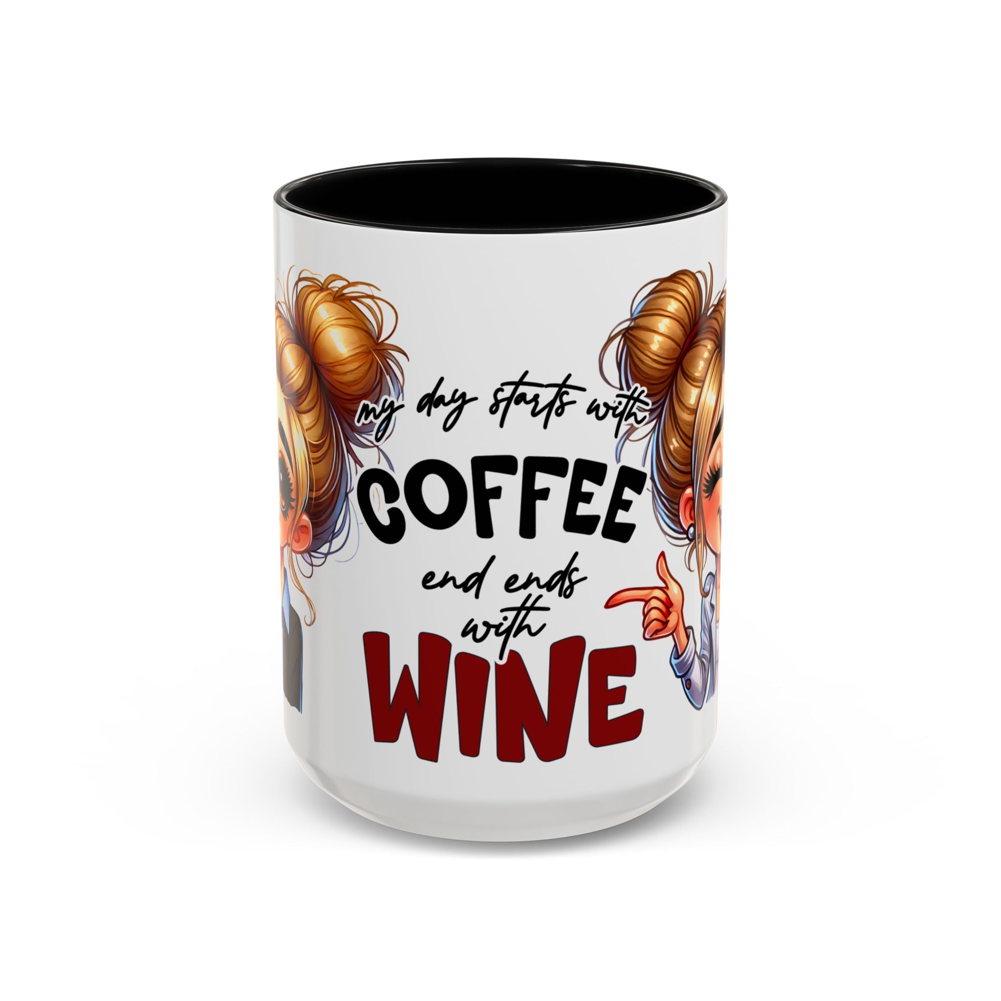 My Day Starts With Coffee and Ends With Wine Mug | Accent Coffee Mug