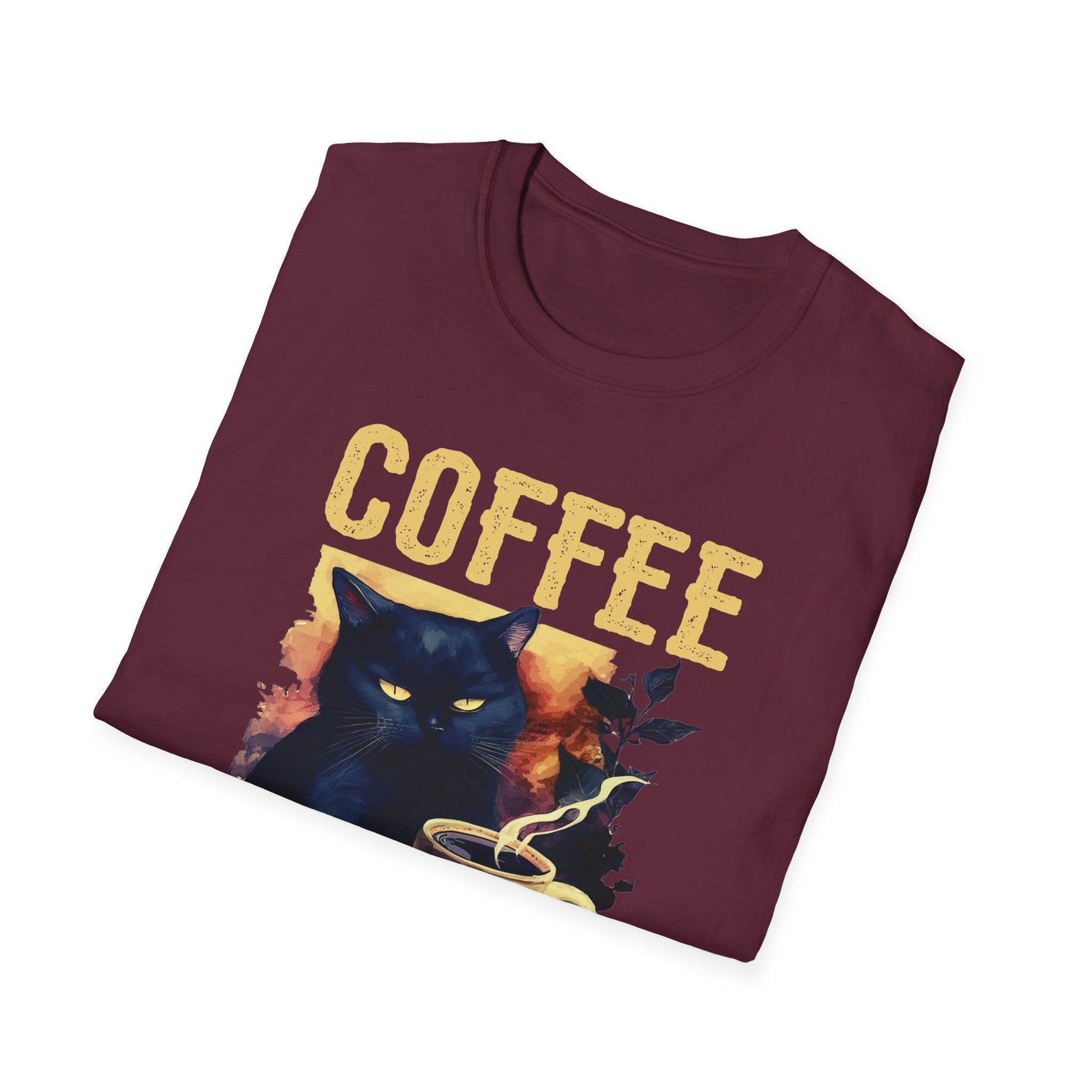 Coffee Because Murder Is Wrong T-Shirt | Black Cat Coffee Tee