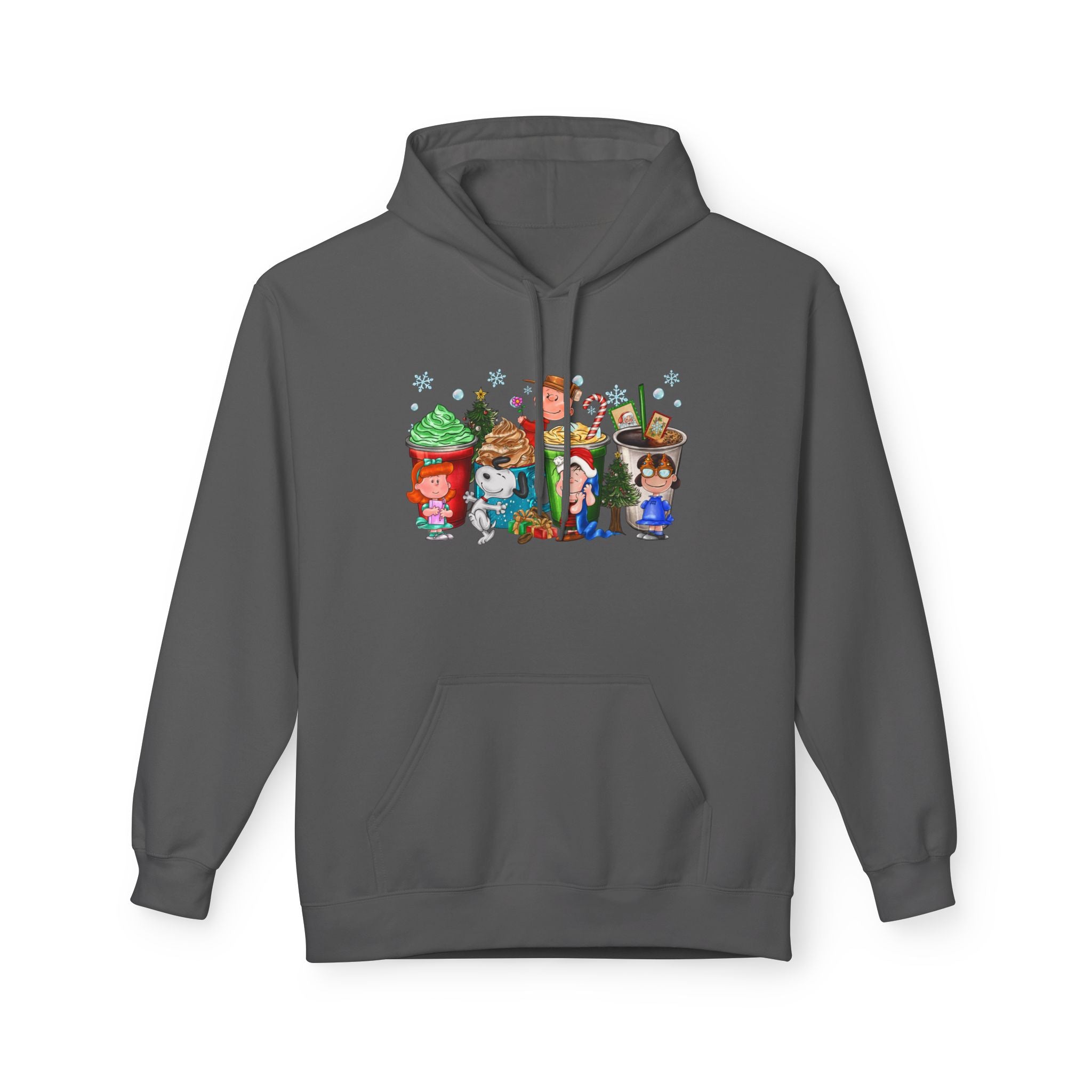 Holiday Hot Cocoa Peanut Characters Hoodie | Winter Drink Cartoon Crew