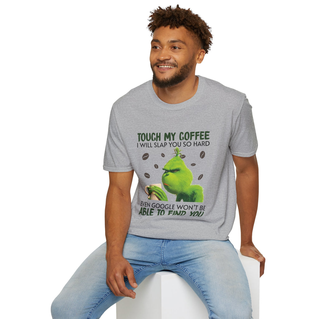 Funny Grinch Coffee T-Shirt, Unisex Tee for Coffee Lovers, Holiday Gift, Quirky Humor Shirt, Perfect for Christmas and Birthdays