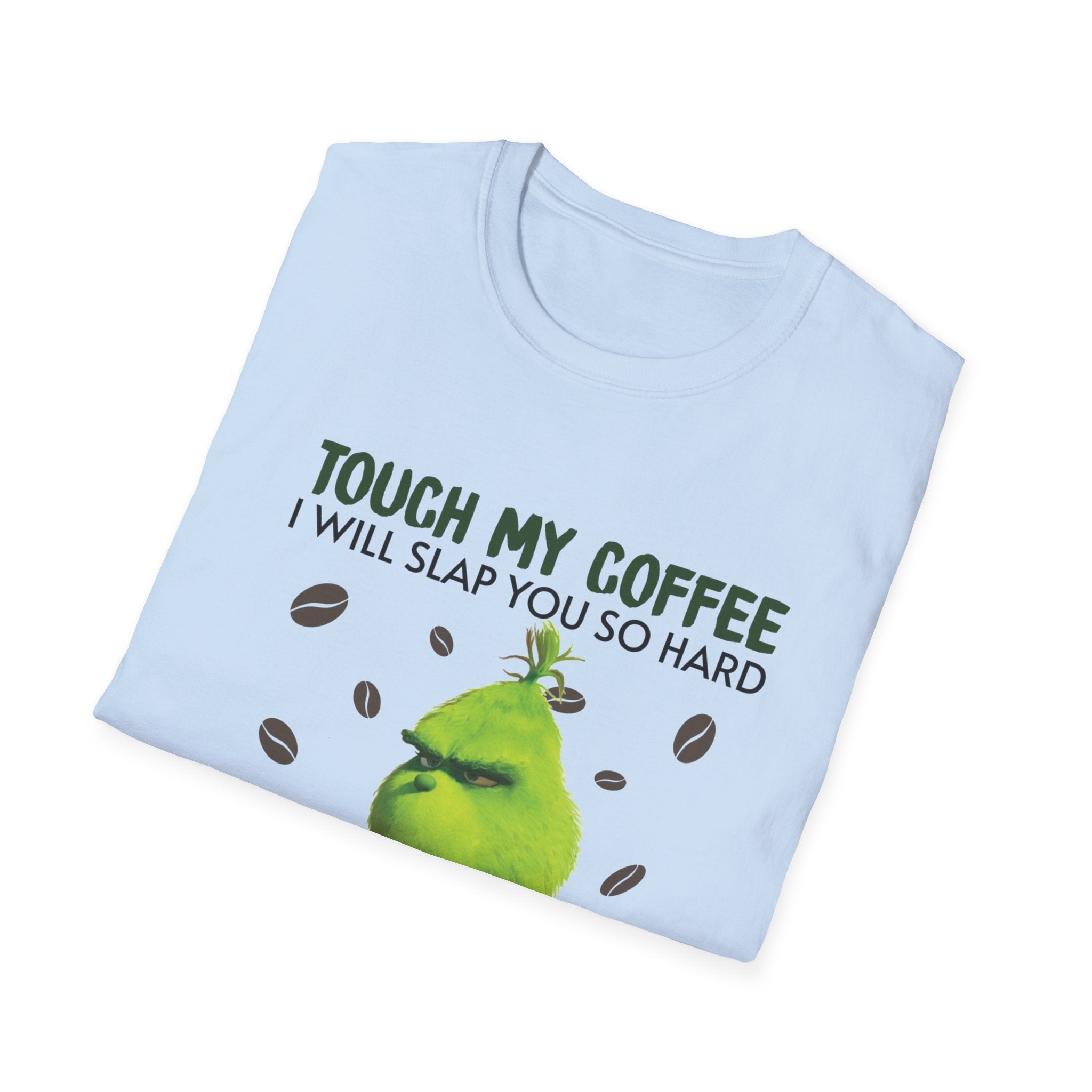 Funny Grinch Coffee T-Shirt, Unisex Tee for Coffee Lovers, Holiday Gift, Quirky Humor Shirt, Perfect for Christmas and Birthdays