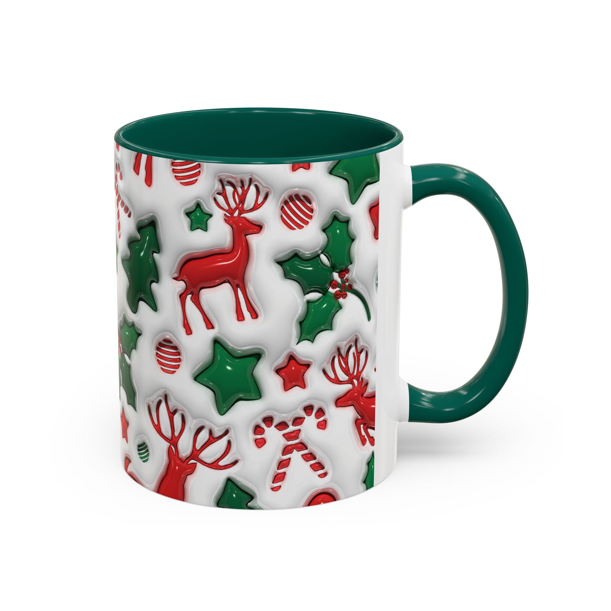 Festive Holiday Mugs, Christmas Coffee Cups, Colorful Reindeer and Candy Cane Design, Cozy Winter Drinkware, Perfect Gift for Holidays