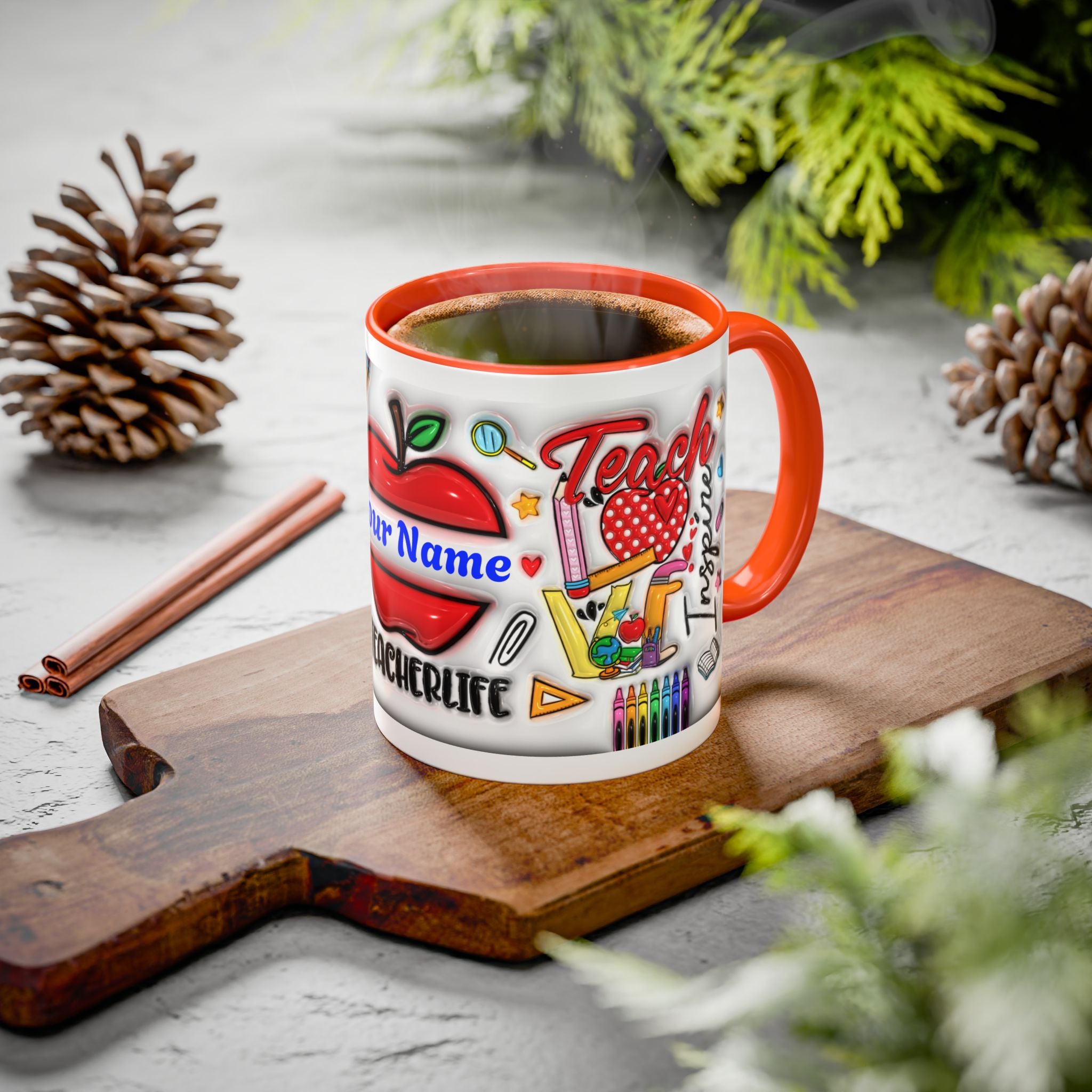Personalized Teacher Mugs | Colorful 11oz & 15oz Coffee Cups | Fun Gift for Educators | Back to School | Teacher Appreciation