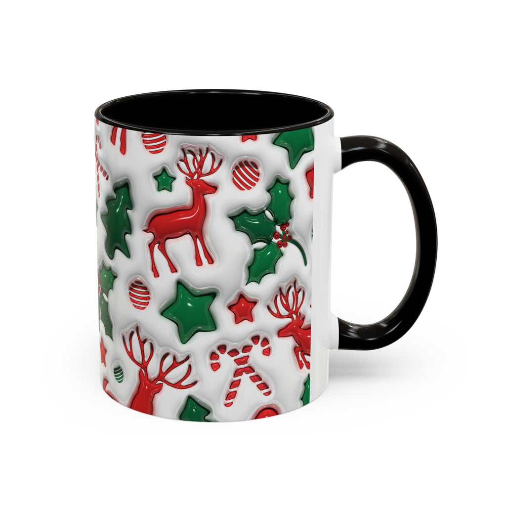 Festive Holiday Mugs, Christmas Coffee Cups, Colorful Reindeer and Candy Cane Design, Cozy Winter Drinkware, Perfect Gift for Holidays