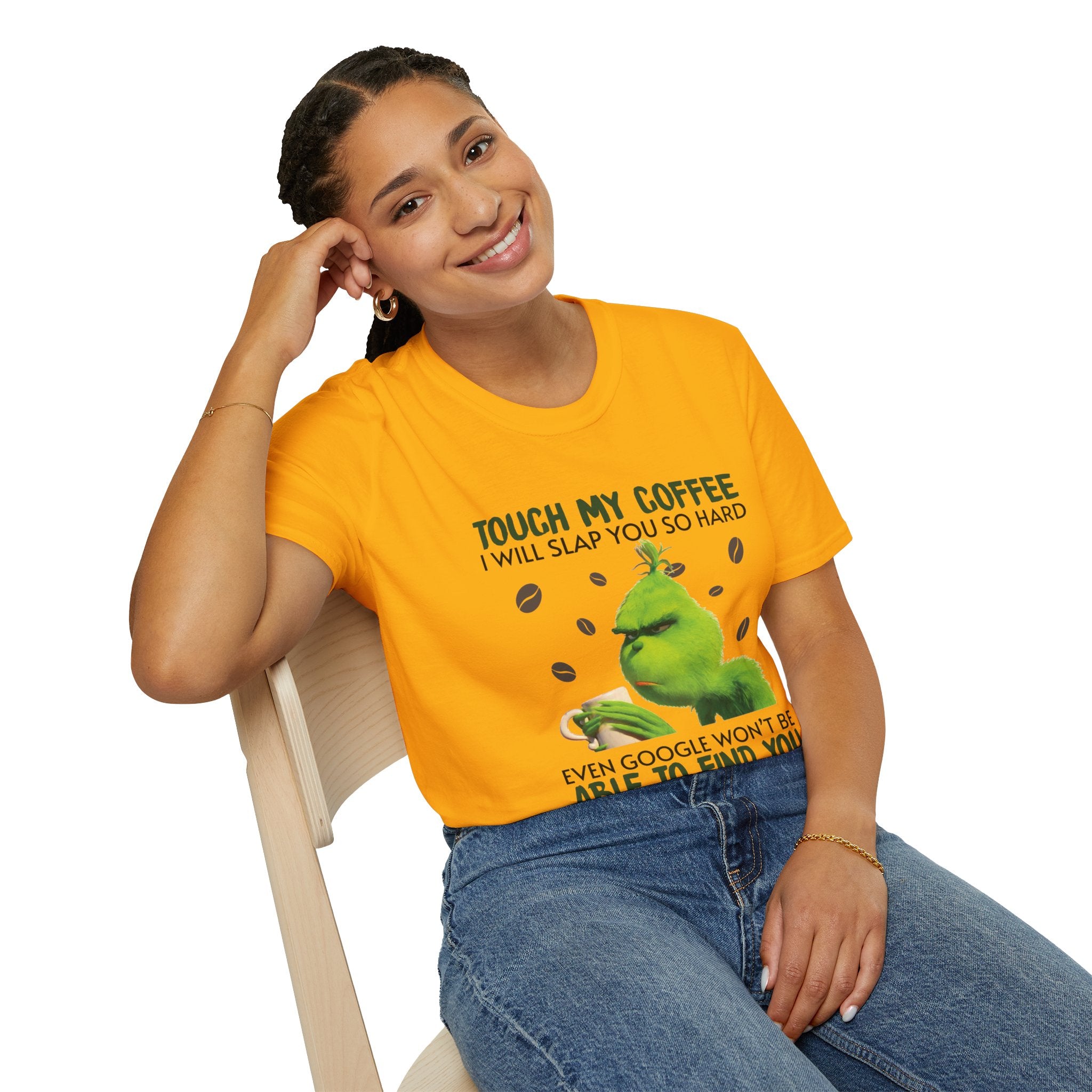 Funny Grinch Coffee T-Shirt, Unisex Tee for Coffee Lovers, Holiday Gift, Quirky Humor Shirt, Perfect for Christmas and Birthdays