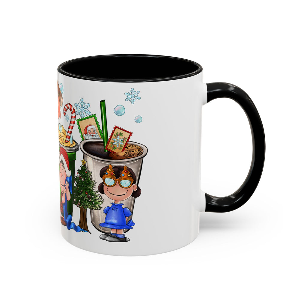 The Peanut Gang Christmas Characters Accent Coffee Mug | Holiday Cocoa Cartoon Mug