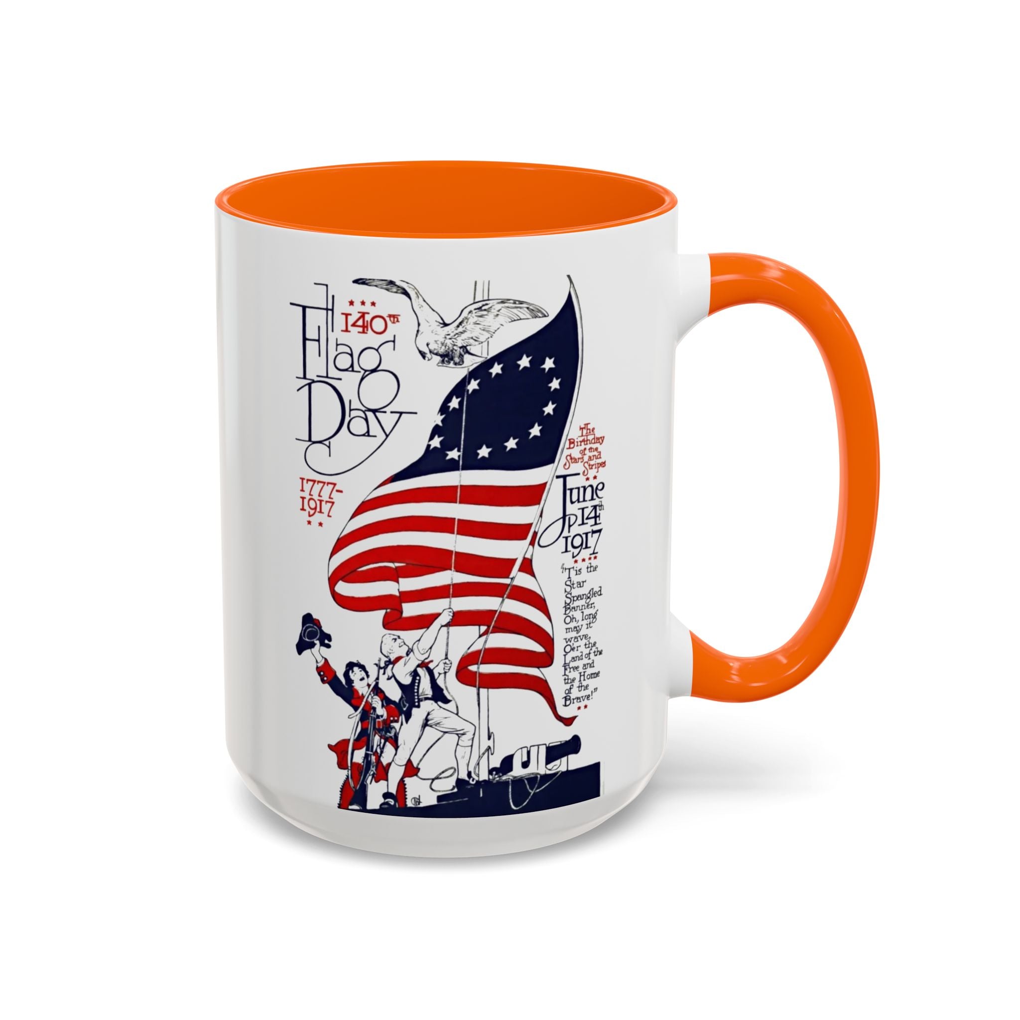 American Flag Day June 14th Parade Illustration Mug | Accent Coffee Mug
