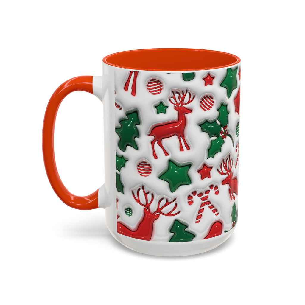 Festive Holiday Mugs, Christmas Coffee Cups, Colorful Reindeer and Candy Cane Design, Cozy Winter Drinkware, Perfect Gift for Holidays